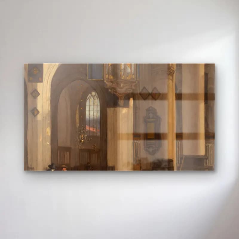 Emanuel de Witte – Interior of a Protestant Gothic Church with Motifs from the… cam tablo — Emanuel de Witte – Interior of a Protestant Gothic Church with Motifs from the… — yağlı boya katedral