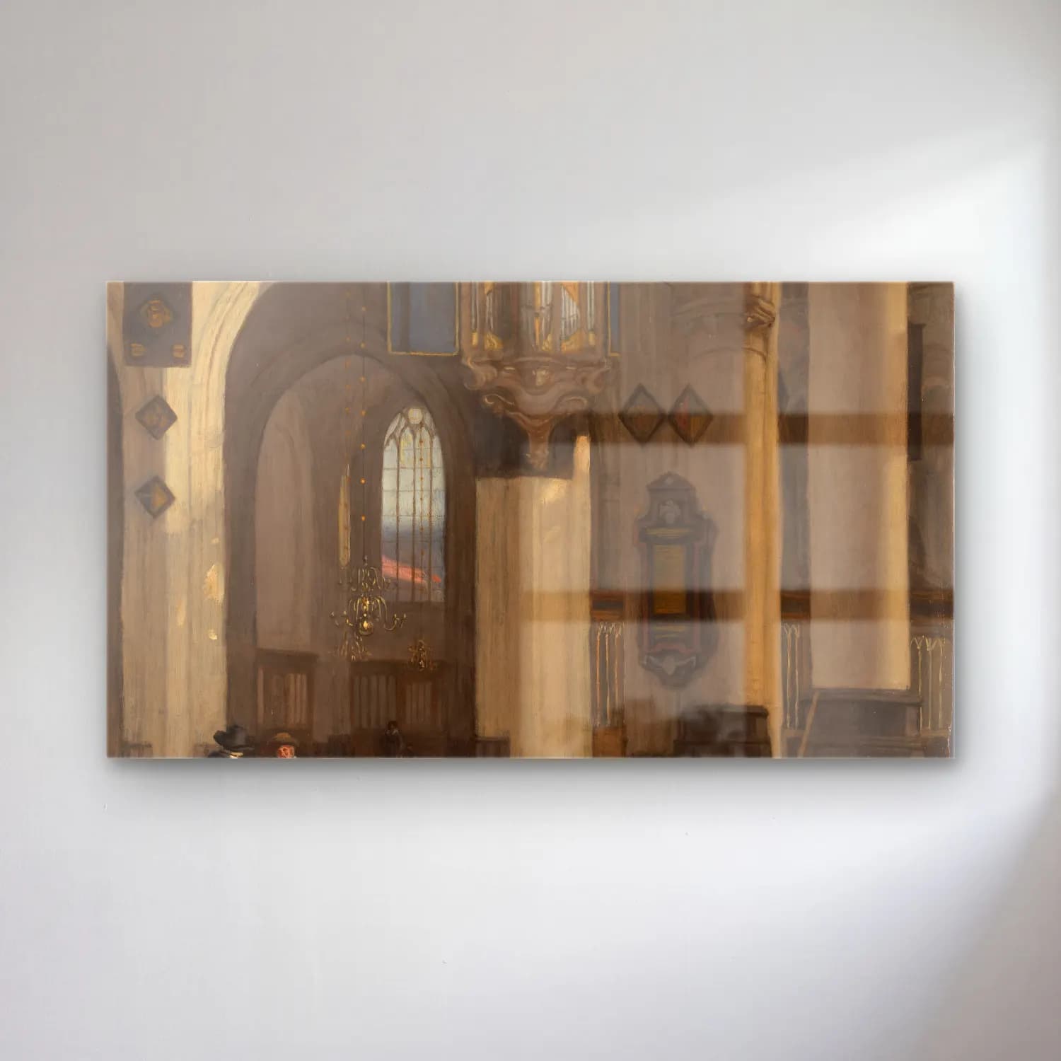 Emanuel de Witte – Interior of a Protestant Gothic Church with Motifs from the… cam tablo — Emanuel de Witte – Interior of a Protestant Gothic Church with Motifs from the… — yağlı boya katedral