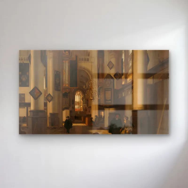 Emanuel de Witte – Interior of a Protestant Gothic Church with Motifs from the… – Bej Tonlar cam tablo — Emanuel de Witte – Interior of a Protestant Gothic Church with Motifs from the… – Bej Tonlar — yağlı boya katedral