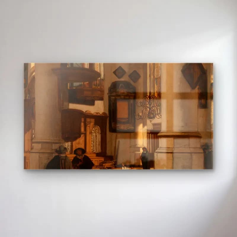 Emanuel de Witte – Interior of a Protestant, Gothic Church, with a Gravedigger… cam tablo — Emanuel de Witte – Interior of a Protestant, Gothic Church, with a Gravedigger… — yağlı boya dini sahne