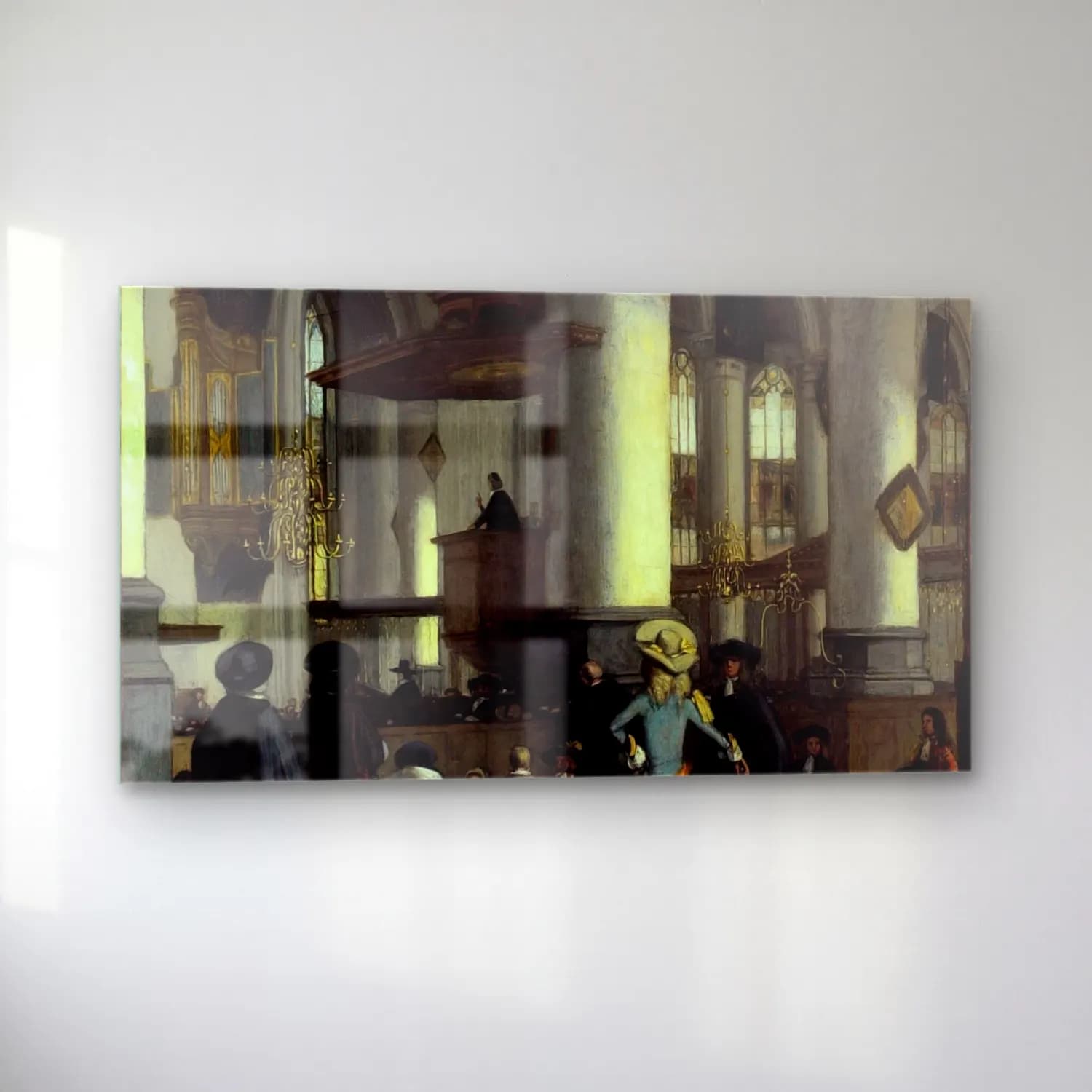 Emanuel de Witte – Interior of the Oude Kerk, Delft cam tablo — sol açıdan görünüm