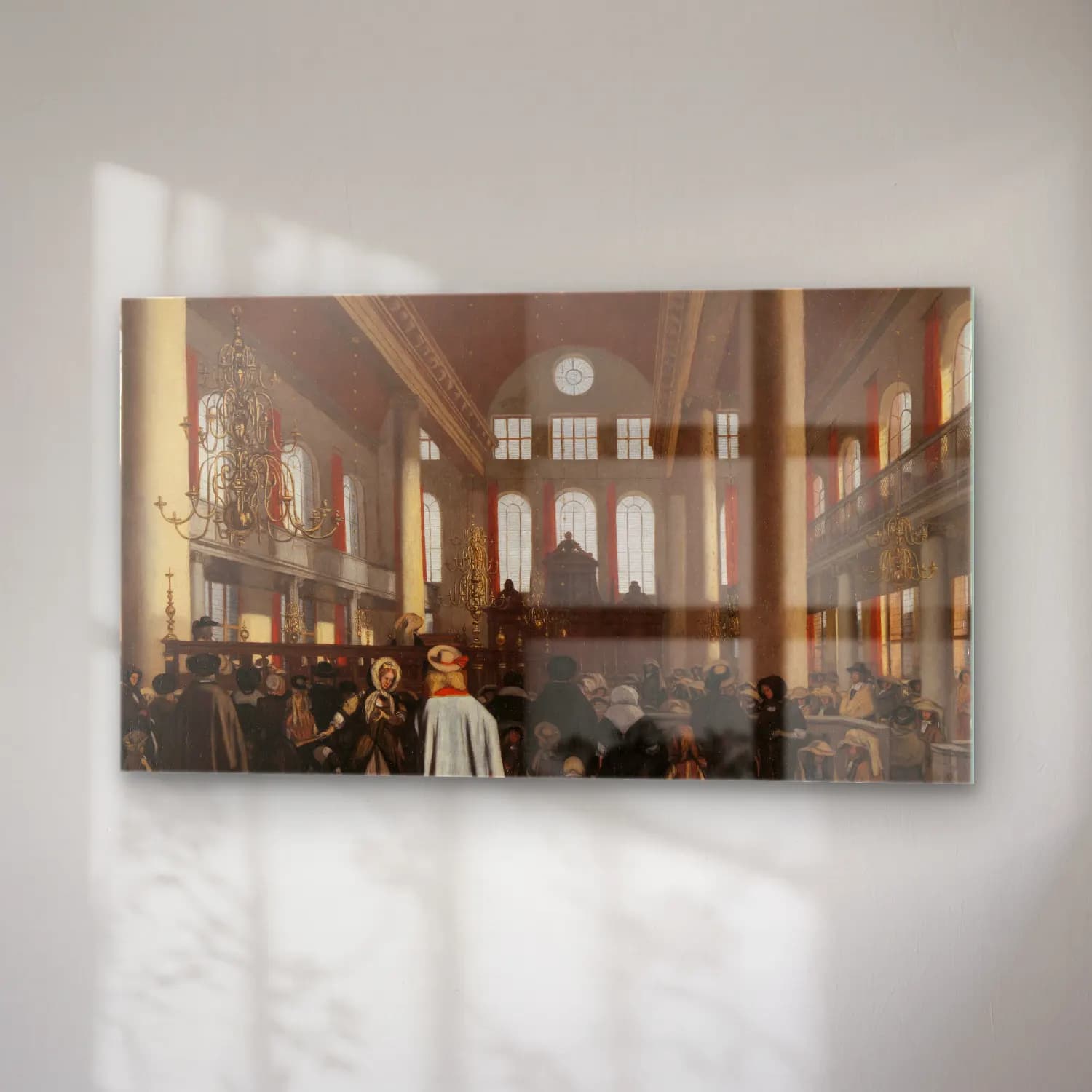 Emanuel de Witte – Interior of the Portuguese Synagogue in Amsterdam cam tablo — sağ açıdan görünüm