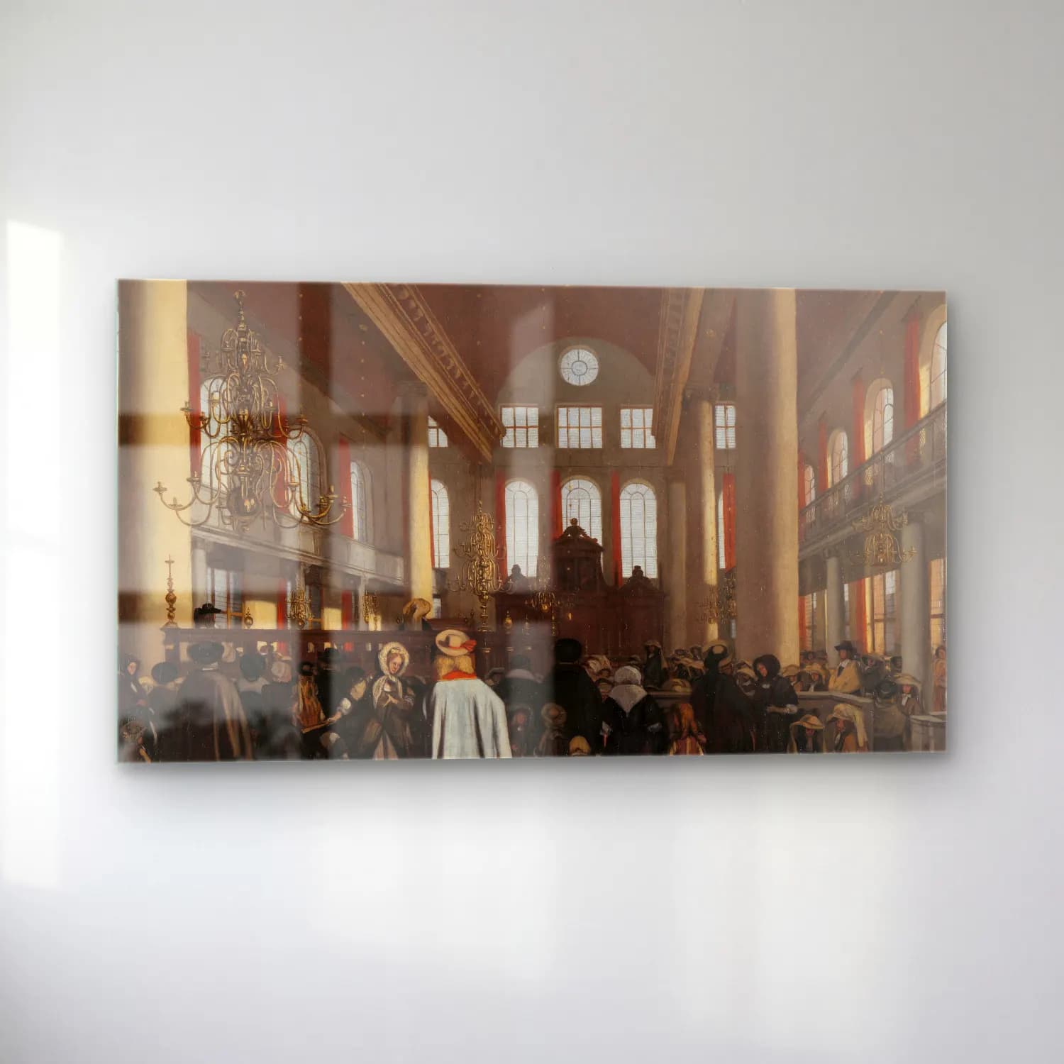 Emanuel de Witte – Interior of the Portuguese Synagogue in Amsterdam cam tablo — sol açıdan görünüm