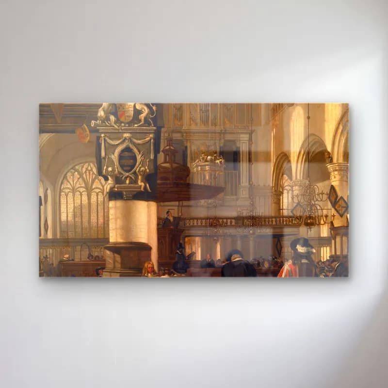 Emanuel de Witte – Interior of the Protestant Church cam tablo — Emanuel de Witte – Interior of the Protestant Church — yağlı boya dini sahne