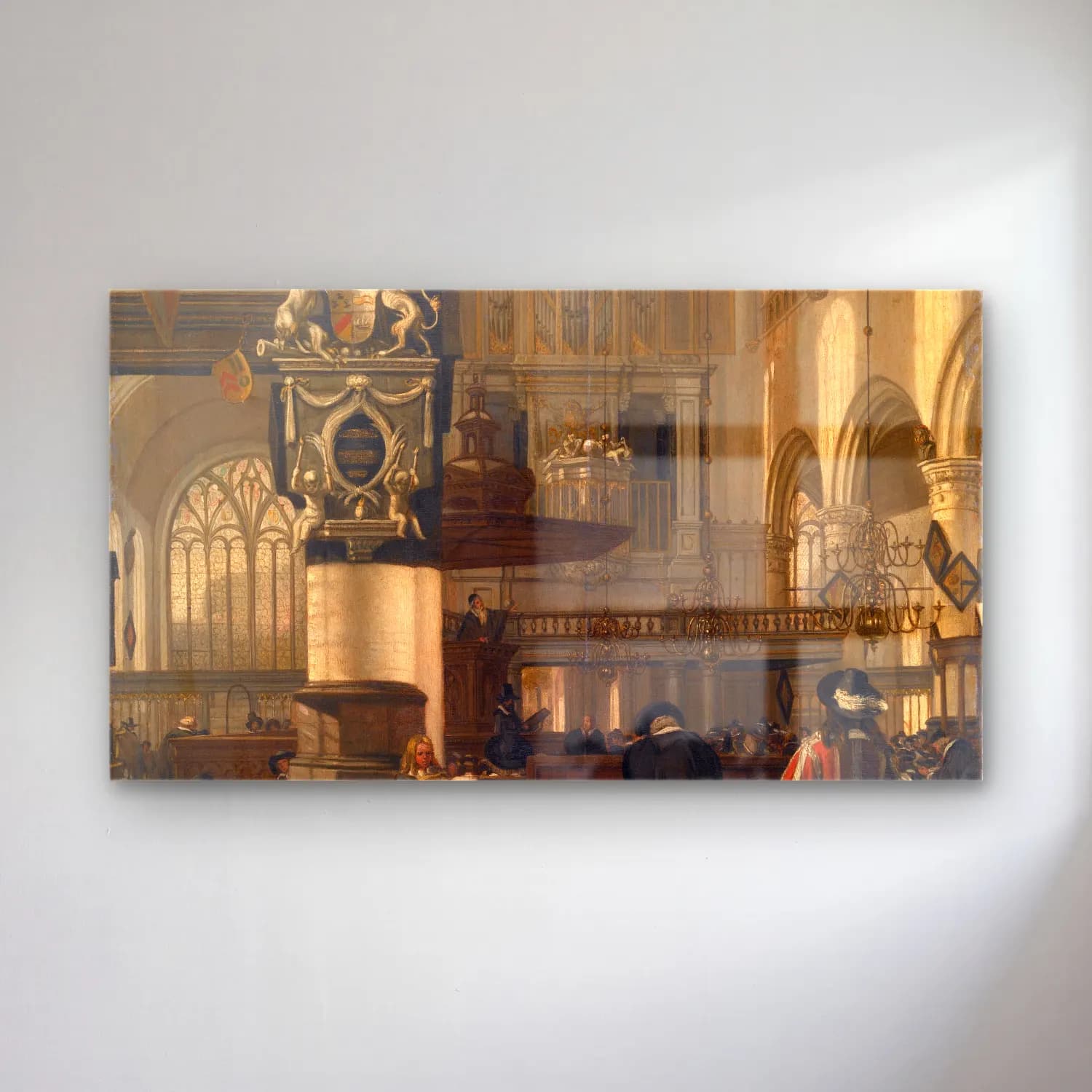 Emanuel de Witte – Interior of the Protestant Church cam tablo — Emanuel de Witte – Interior of the Protestant Church — yağlı boya dini sahne