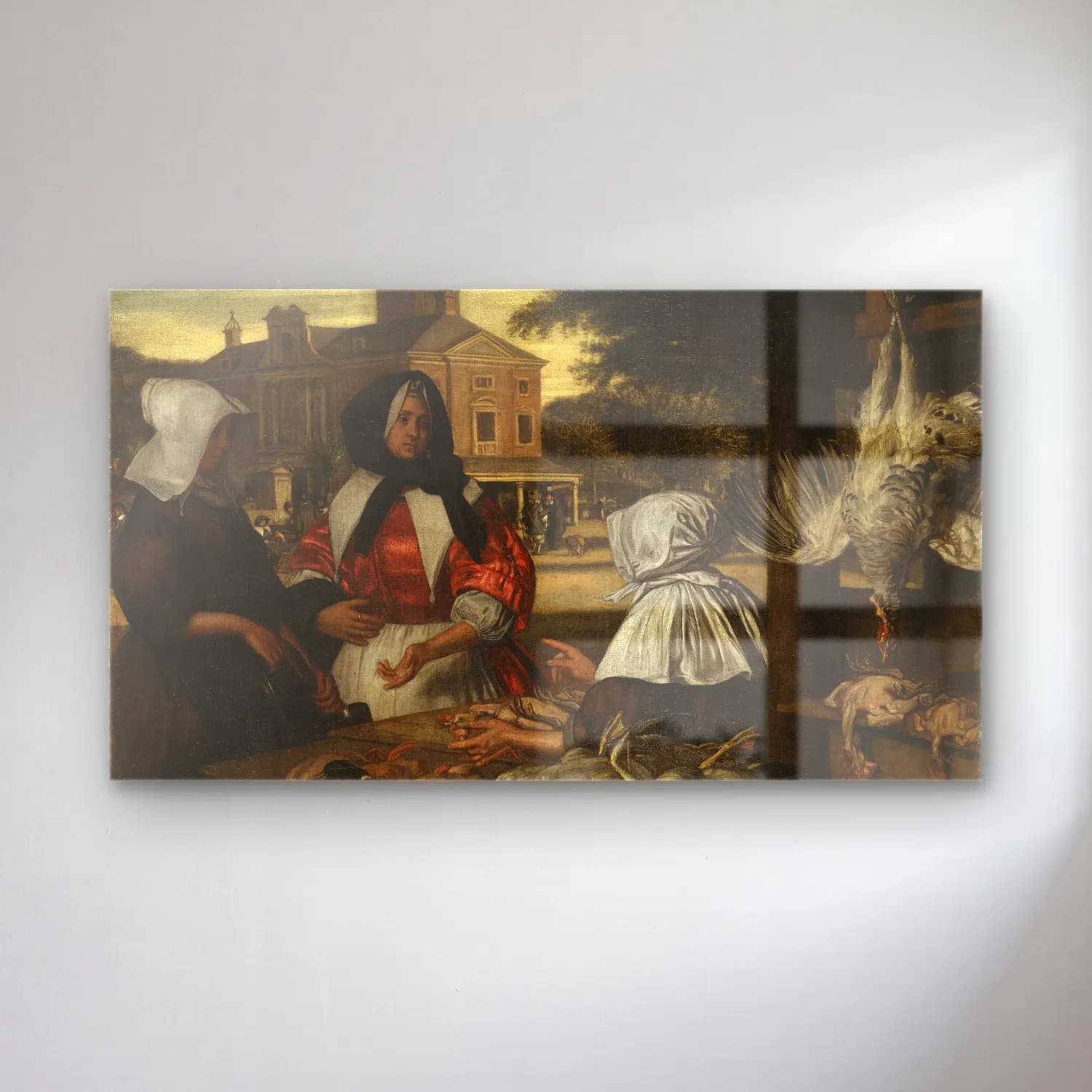 Emanuel de Witte – The Birdmarket, Amsterdam cam tablo — Emanuel de Witte – The Birdmarket, Amsterdam — yağlı boya kadın portresi