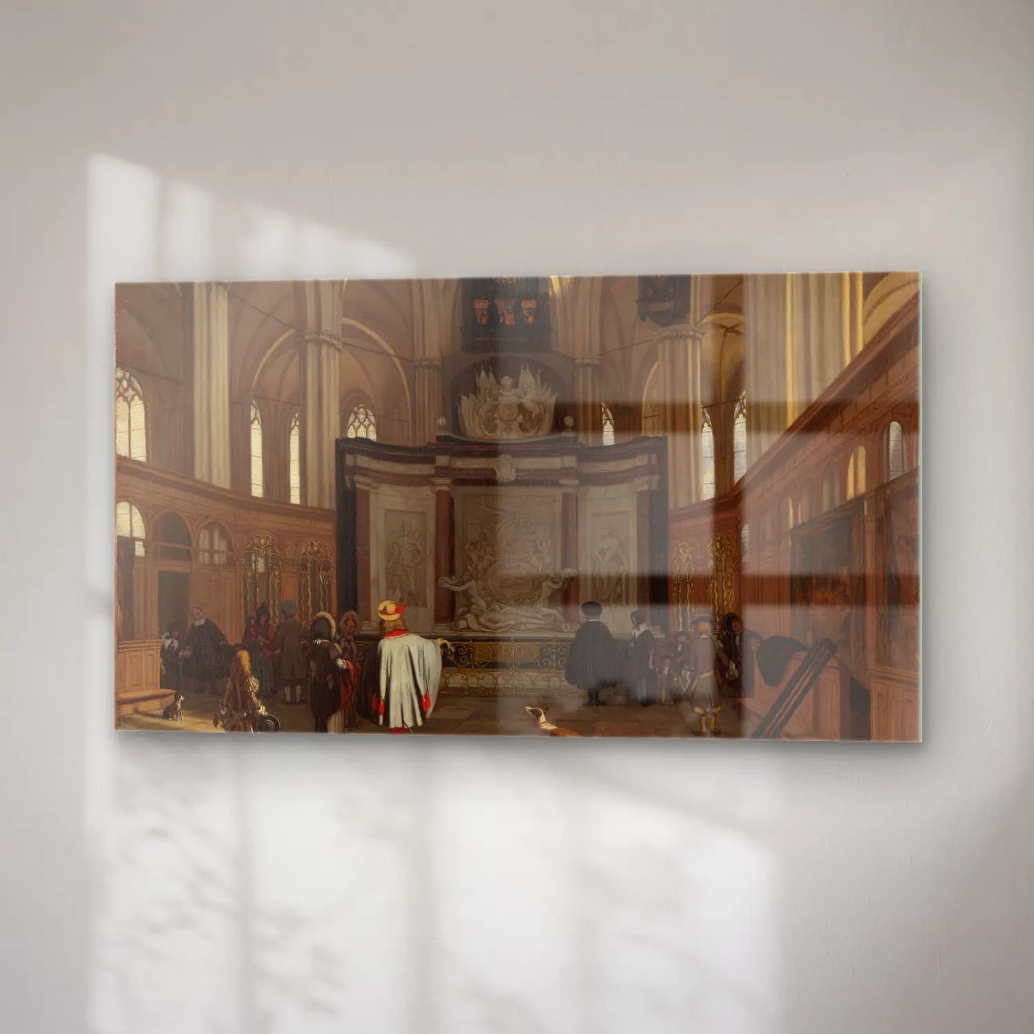 Emanuel de Witte – The Tomb of Michiel de Ruyter in the Nieuwe Kerk, Amsterdam cam tablo — sağ açıdan görünüm