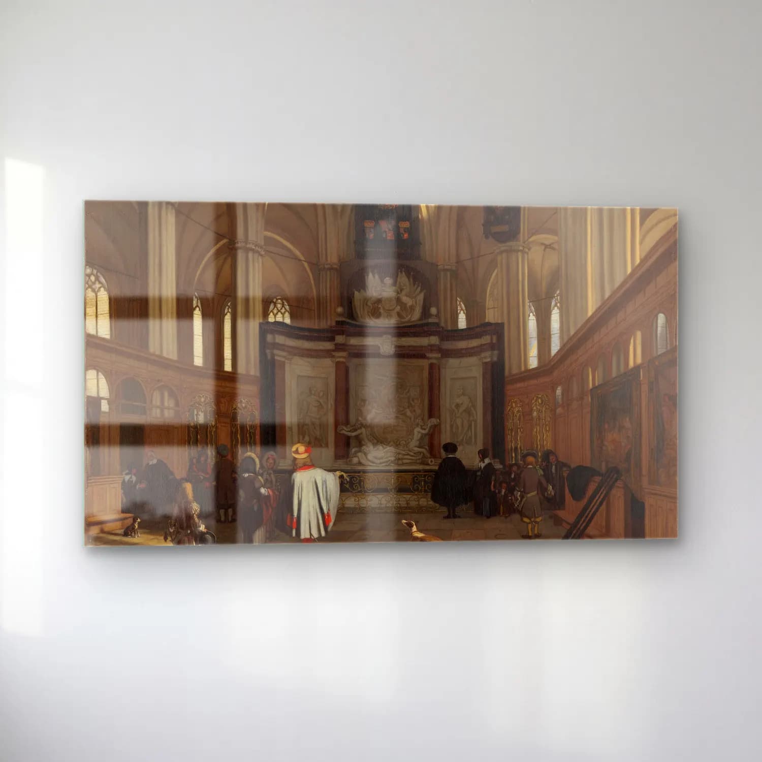 Emanuel de Witte – The Tomb of Michiel de Ruyter in the Nieuwe Kerk, Amsterdam cam tablo — sol açıdan görünüm