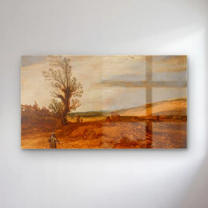 Esaias van de Velde – A View in the Dunes cam tablo — Esaias van de Velde – A View in the Dunes — empresyonist buğday tarlası