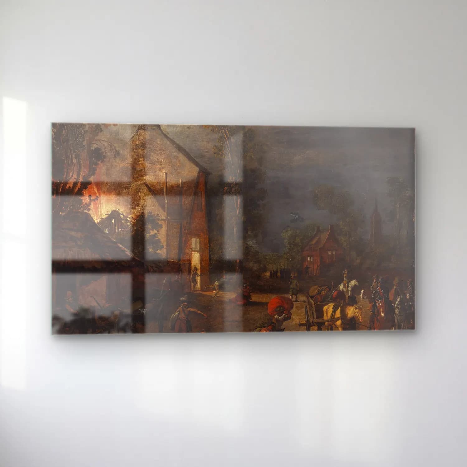 Esaias van de Velde – A Village Looted at Night cam tablo — sol açıdan görünüm