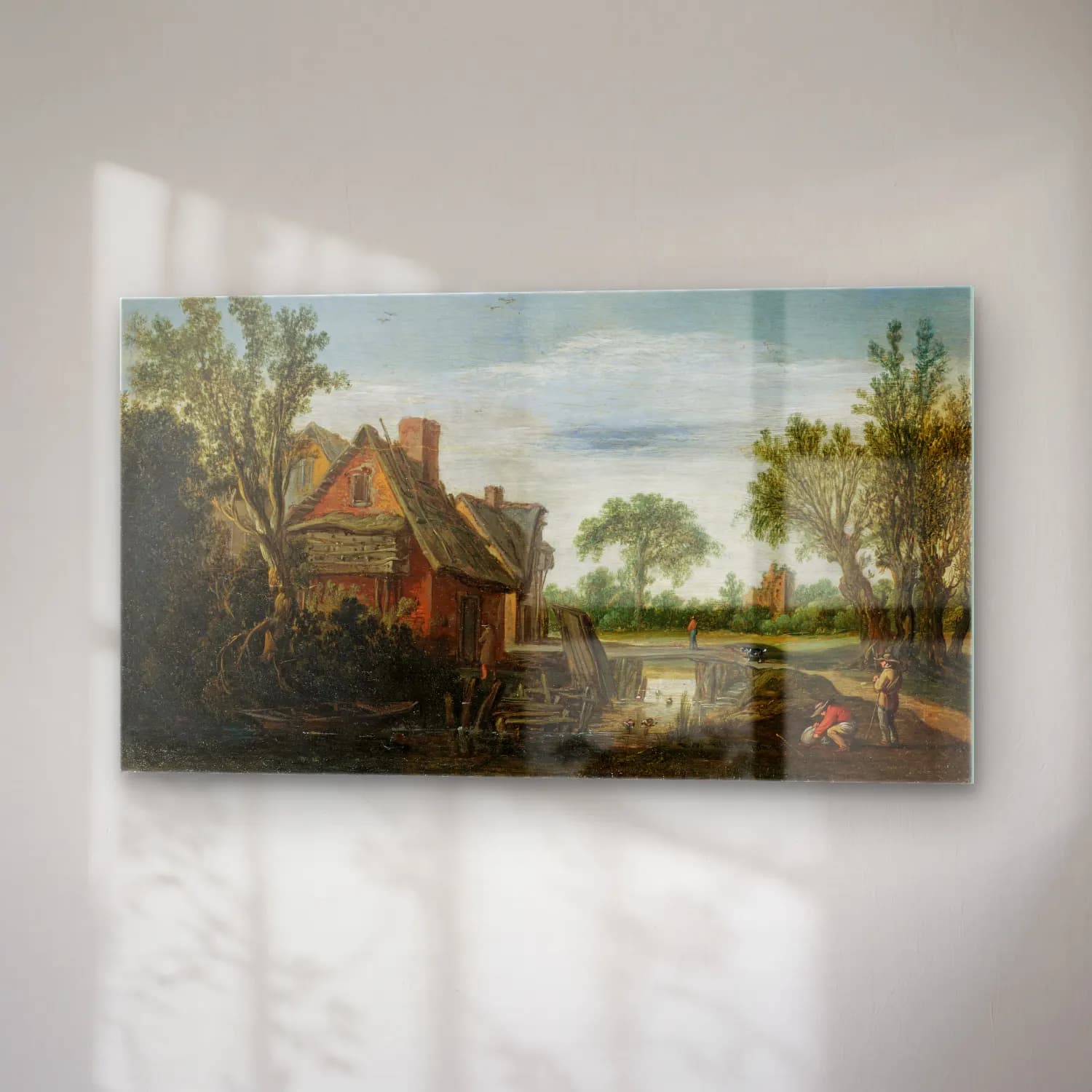 Esaias van de Velde – A landscape with travellers crossing a bridge before a… cam tablo — sağ açıdan görünüm