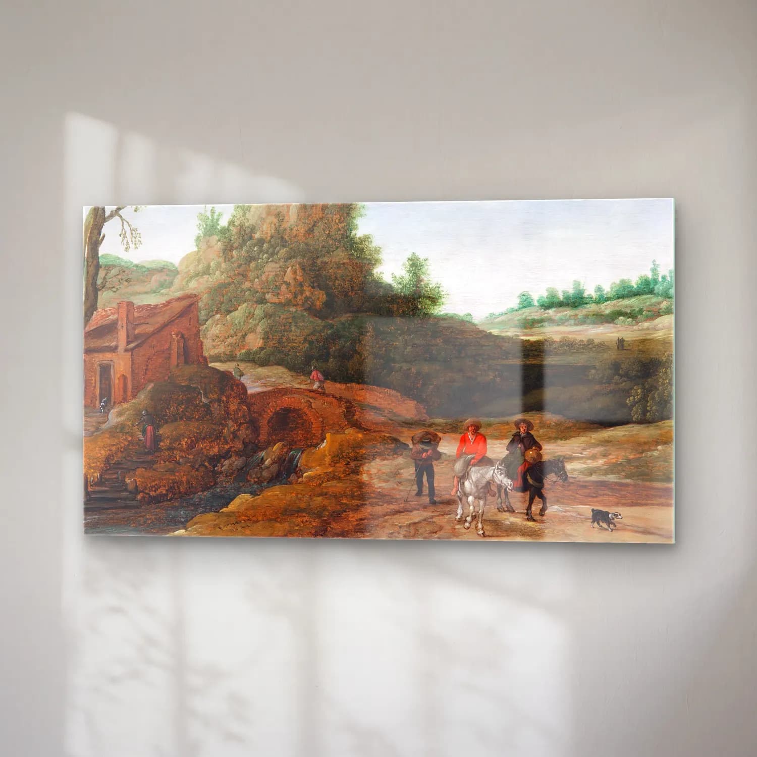 Esaias van de Velde – A rocky landscape with a waterfall and Ruth and Boaz cam tablo — sağ açıdan görünüm