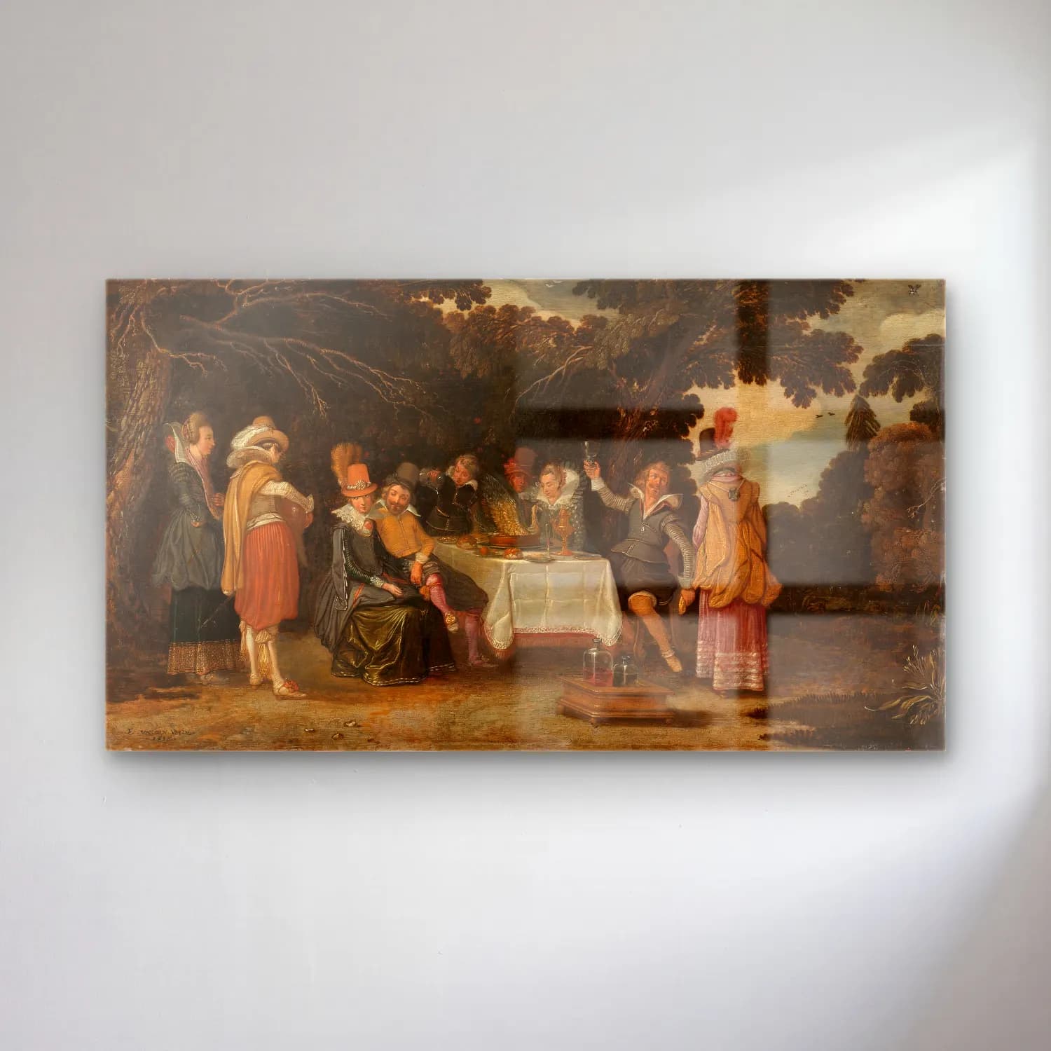Esaias van de Velde – An open-air Party cam tablo — Esaias van de Velde – An open-air Party — yağlı boya kadeh şarap