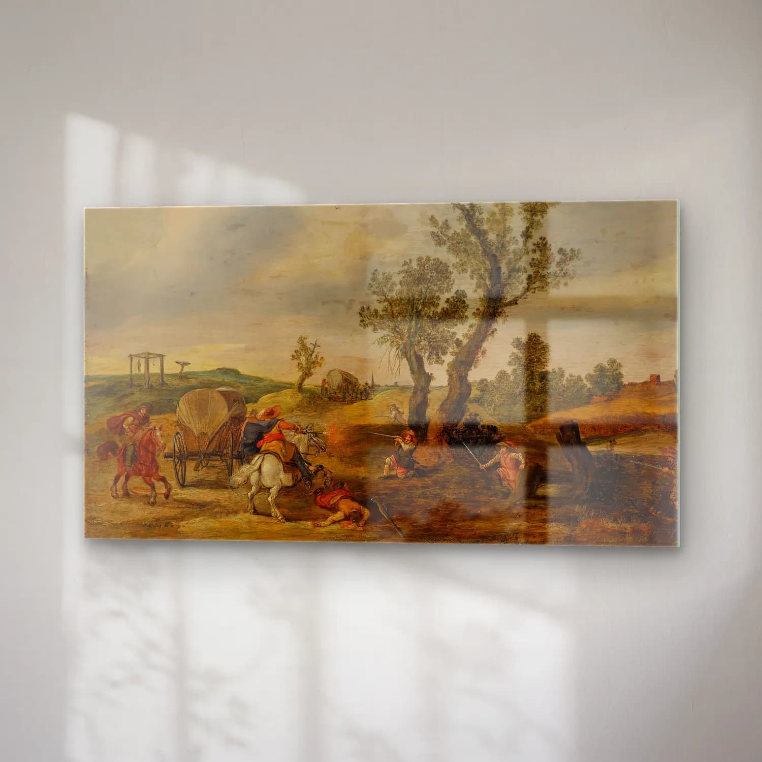 Esaias van de Velde – Soldiers ambushing a wagon cam tablo — sağ açıdan görünüm