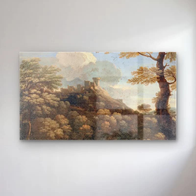 Gaspard Dughet – A Castle in a Wood cam tablo — Gaspard Dughet – A Castle in a Wood — yağlı boya şato
