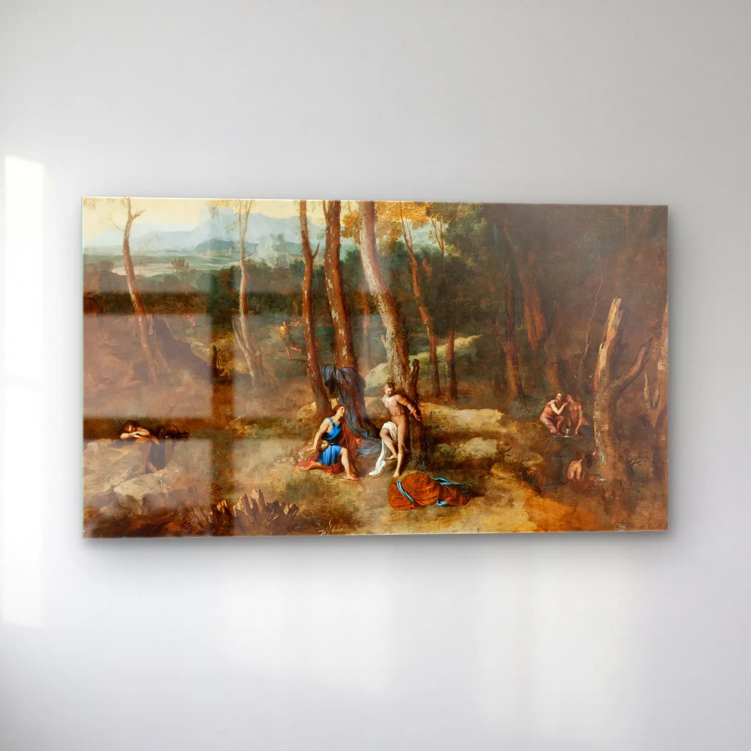 Gaspard Dughet – Aminta about to rescue Silvia (circa 1633) cam tablo — sol açıdan görünüm