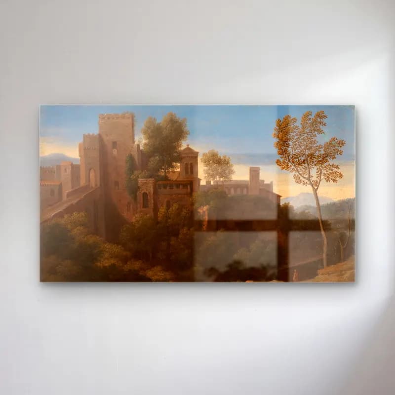 Gaspard Dughet – Klassische Landschaft mit Gebäuden in Tivoli cam tablo — Gaspard Dughet – Klassische Landschaft mit Gebäuden in Tivoli — yağlı boya antik kalıntılar