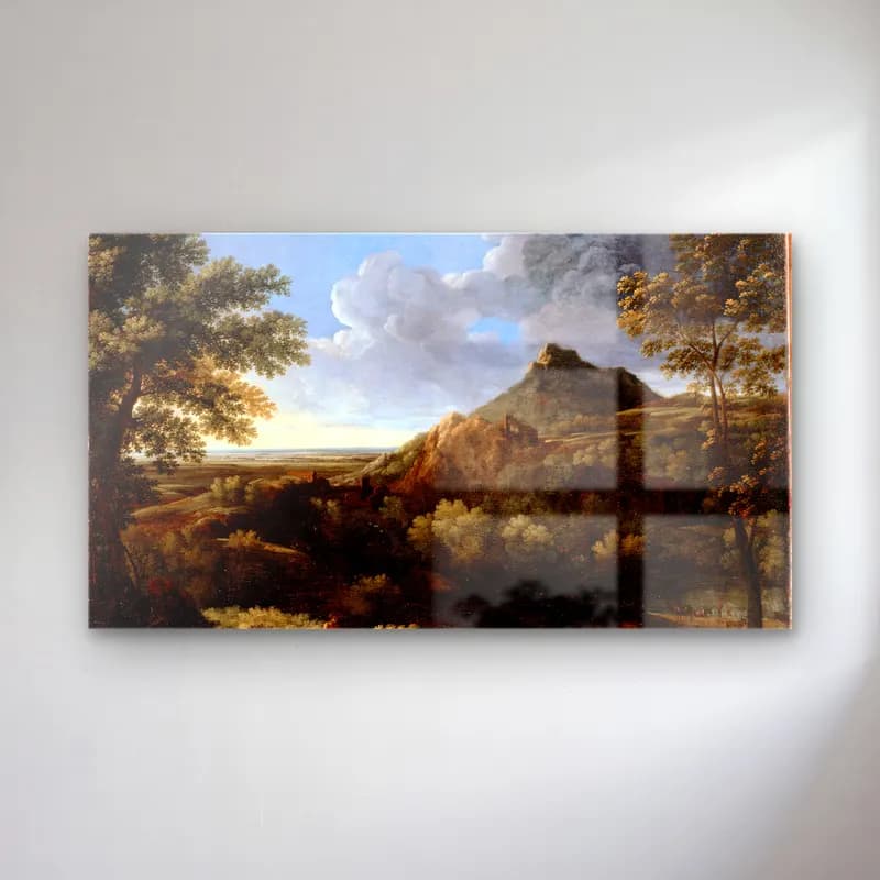 Gaspard Dughet – Landscape in the Roman Campagna cam tablo — Gaspard Dughet – Landscape in the Roman Campagna — yağlı boya dağ manzarası