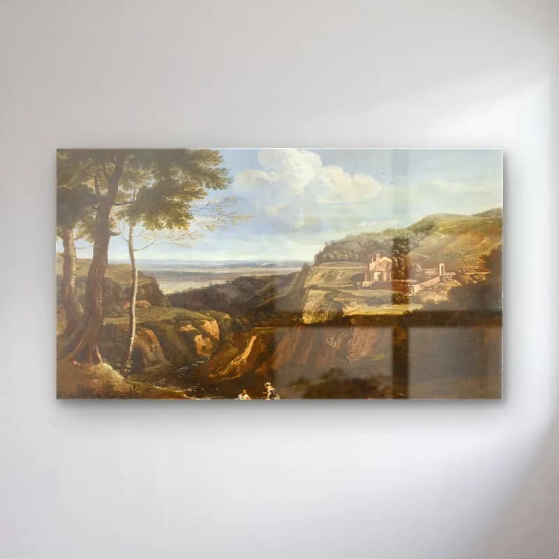 Gaspard Dughet – View of the Hermitage of Camaldoli near Frascati (circa… cam tablo — Gaspard Dughet – View of the Hermitage of Camaldoli near Frascati (circa… — yağlı boya kırda nehir