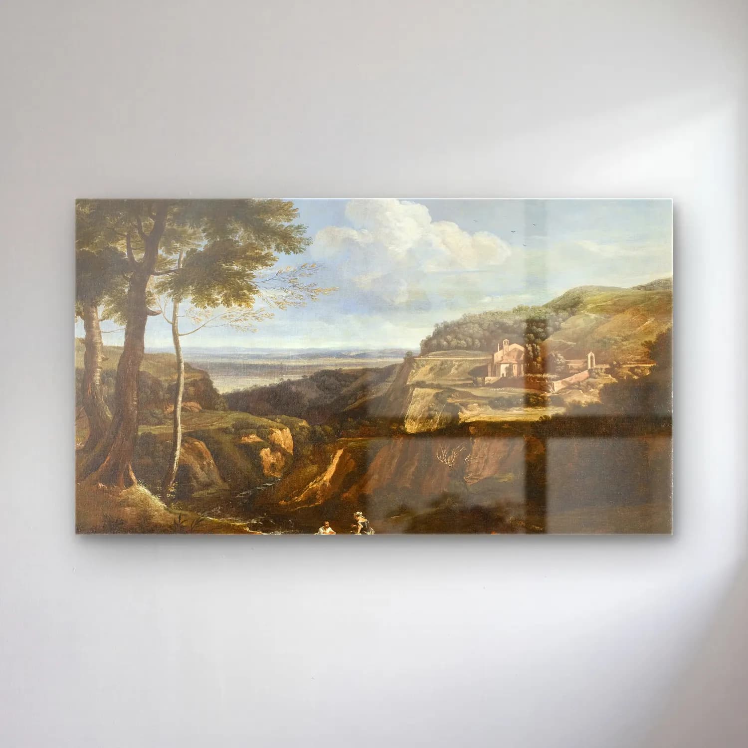 Gaspard Dughet – View of the Hermitage of Camaldoli near Frascati (circa… cam tablo — Gaspard Dughet – View of the Hermitage of Camaldoli near Frascati (circa… — yağlı boya kırda nehir