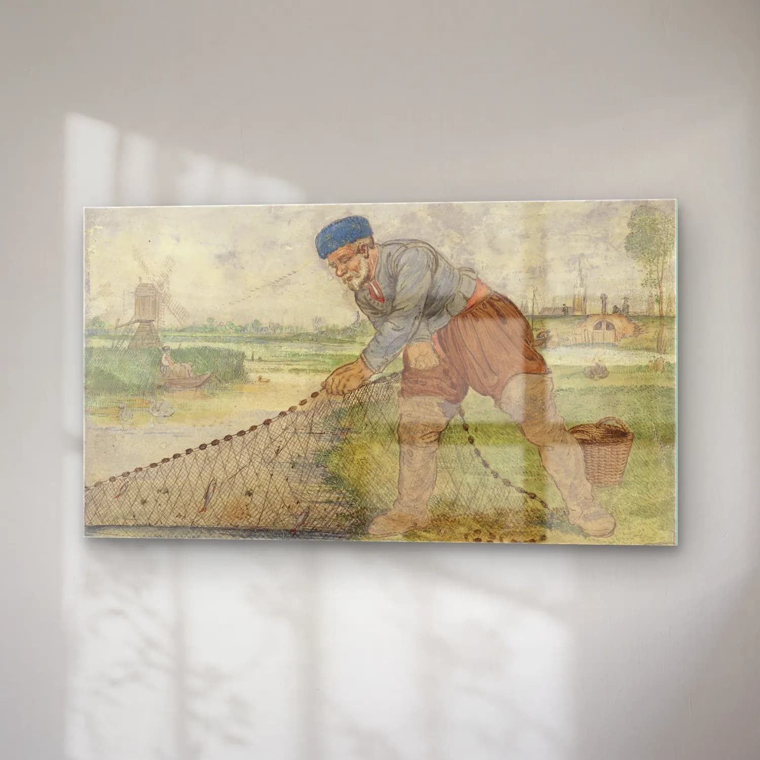 Hendrick Avercamp – A Fisherman Hauling in his Net cam tablo — sağ açıdan görünüm