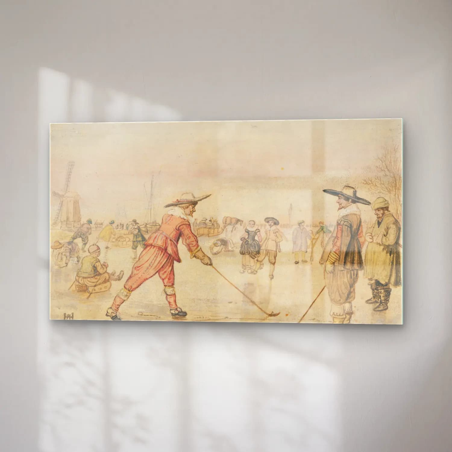 Hendrick Avercamp – A Winter Scene with Two Gentlemen Playing Colf cam tablo — sağ açıdan görünüm