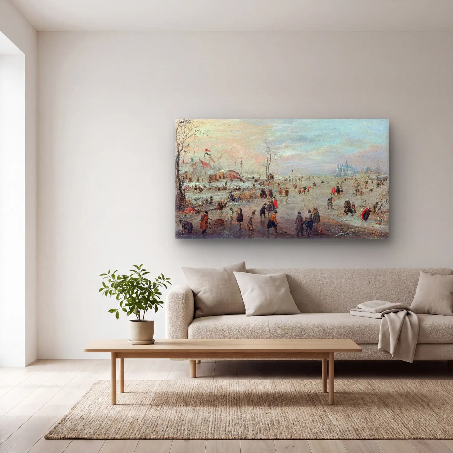 Hendrick Avercamp – Enjoying the Ice cam tablo — açık renk salonda