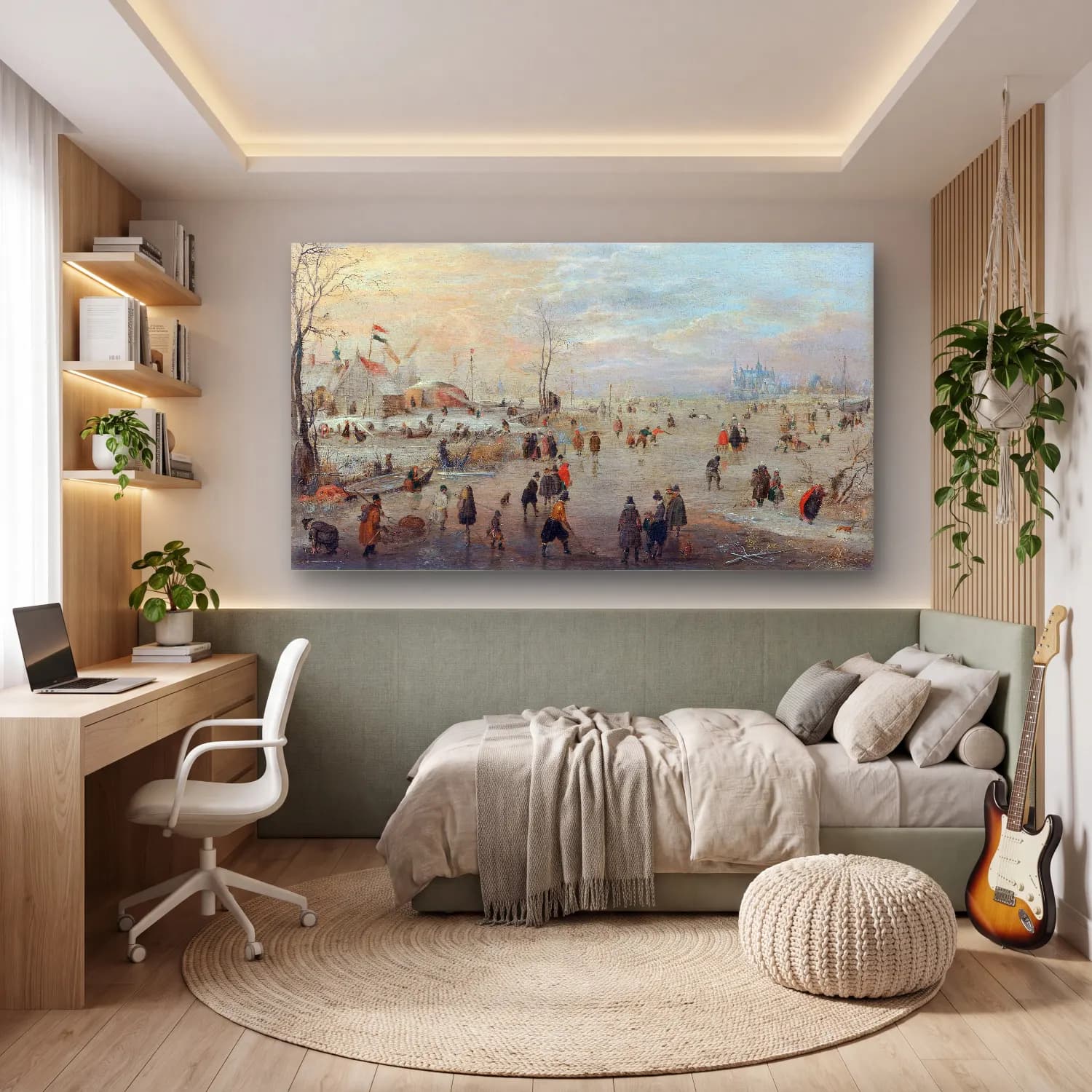 Hendrick Avercamp – Enjoying the Ice cam tablo — genç odasında