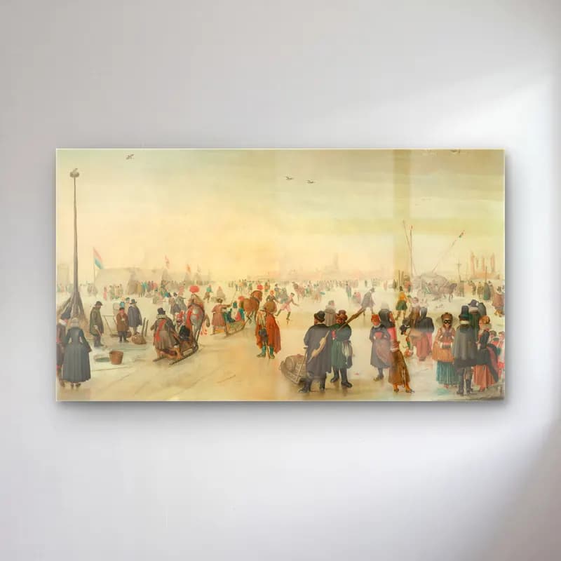 Hendrick Avercamp – Enjoying the Ice near a Town cam tablo — Hendrick Avercamp – Enjoying the Ice near a Town — yağlı boya karlı kış manzarası