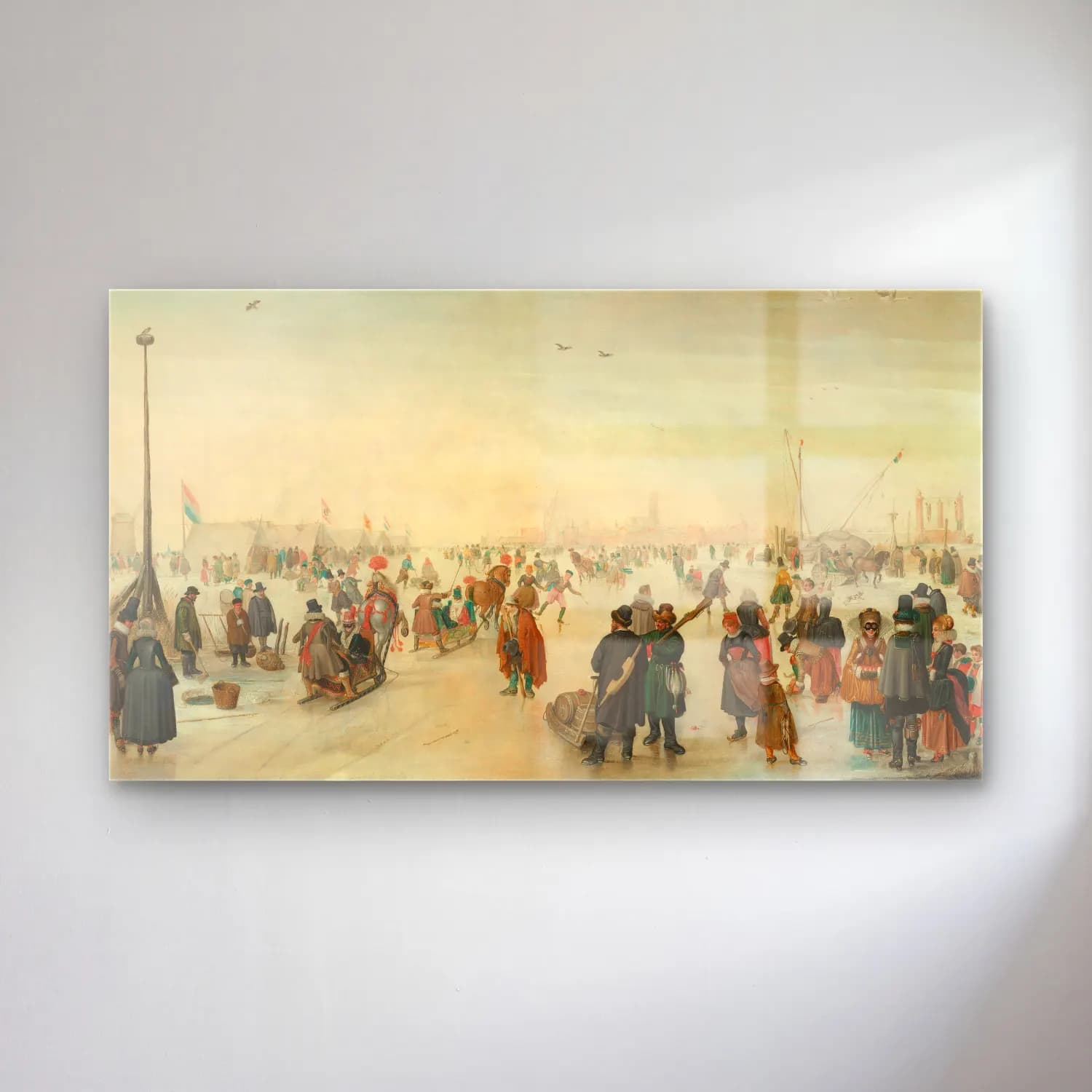 Hendrick Avercamp – Enjoying the Ice near a Town cam tablo — Hendrick Avercamp – Enjoying the Ice near a Town — yağlı boya karlı kış manzarası