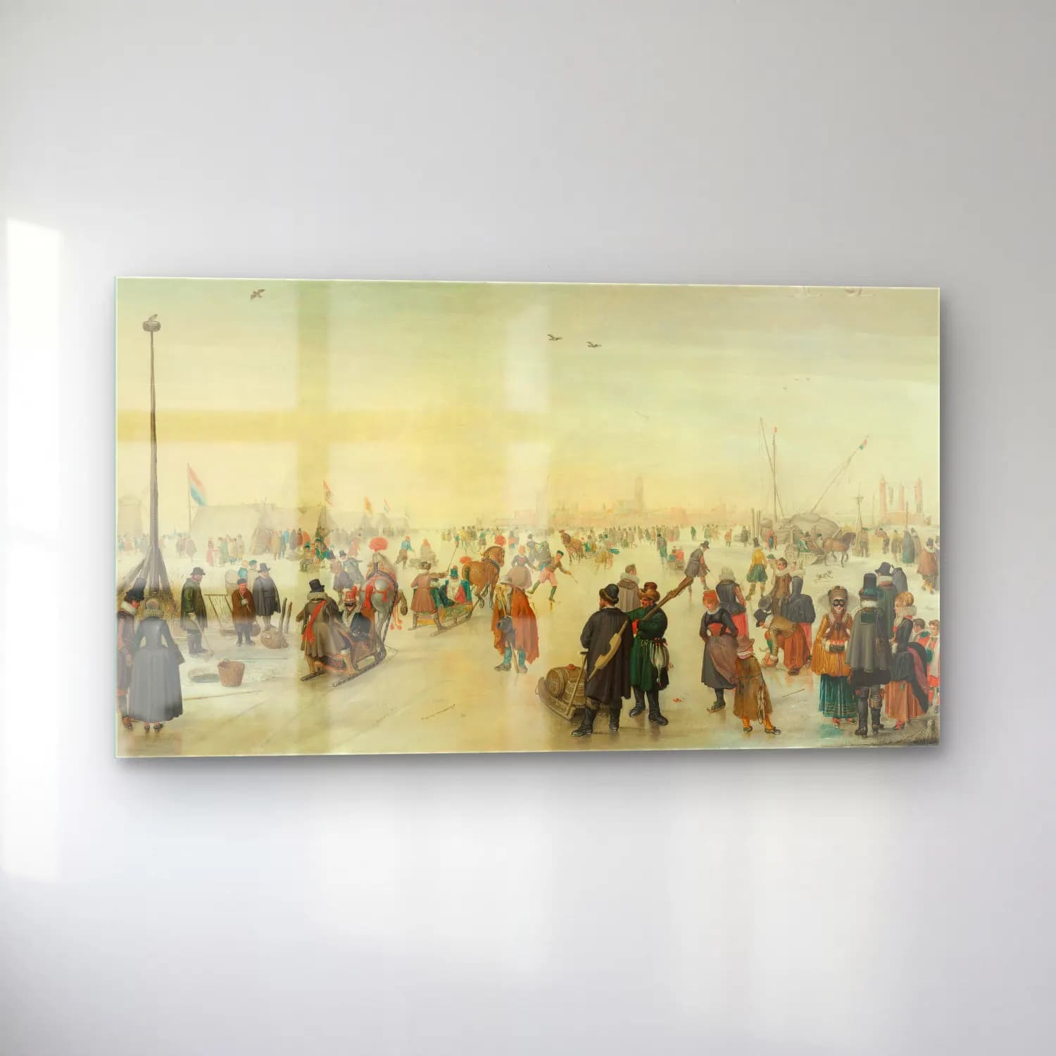 Hendrick Avercamp – Enjoying the Ice near a Town cam tablo — sol açıdan görünüm