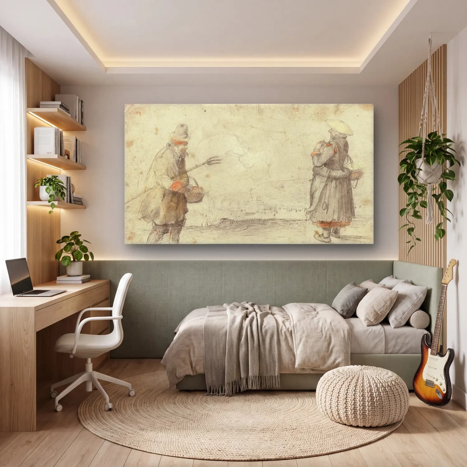 Hendrick Avercamp – Landstraße mit einer roten Kutsche cam tablo — genç odasında