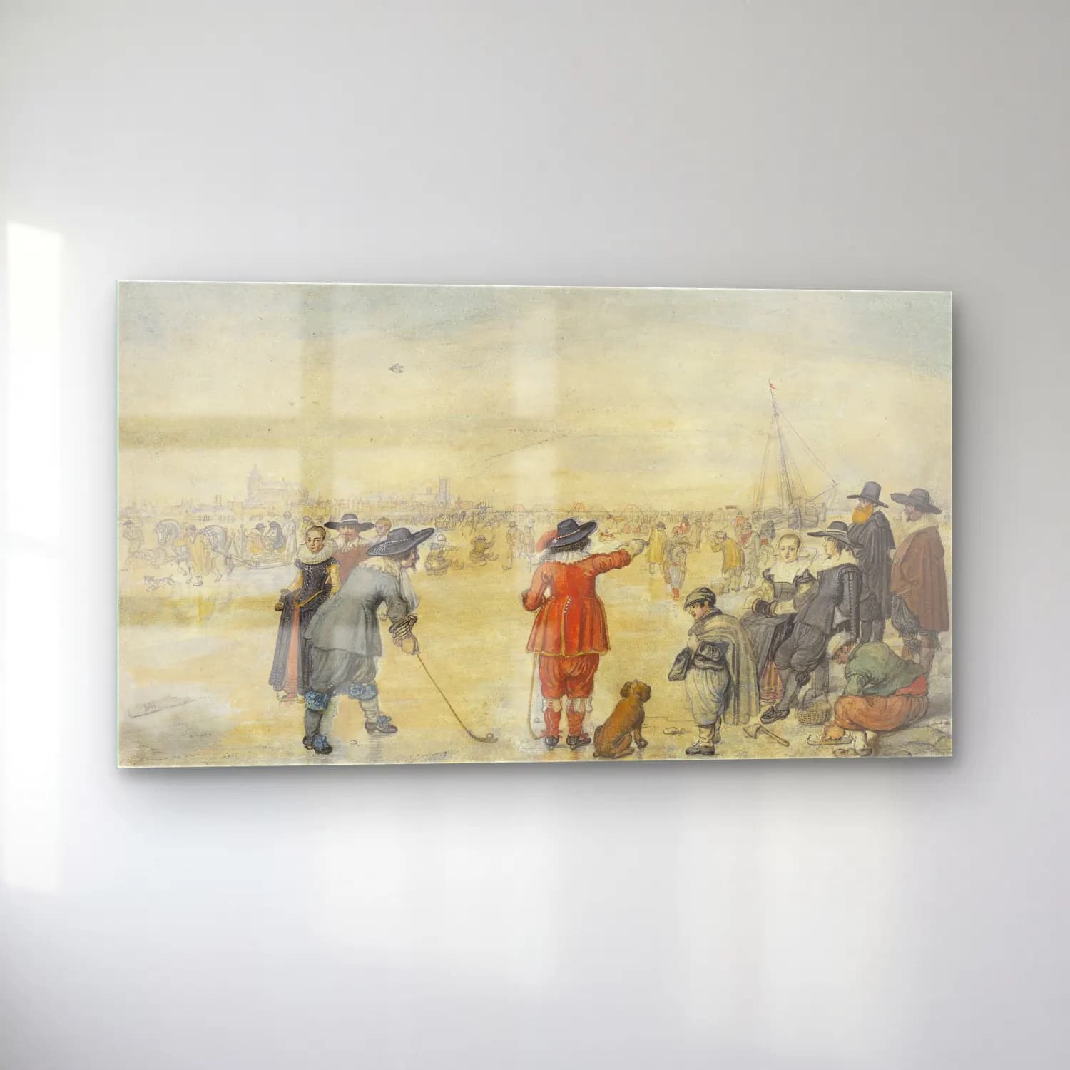 Hendrick Avercamp – Winter Games on the Frozen River Ijssel cam tablo — sol açıdan görünüm