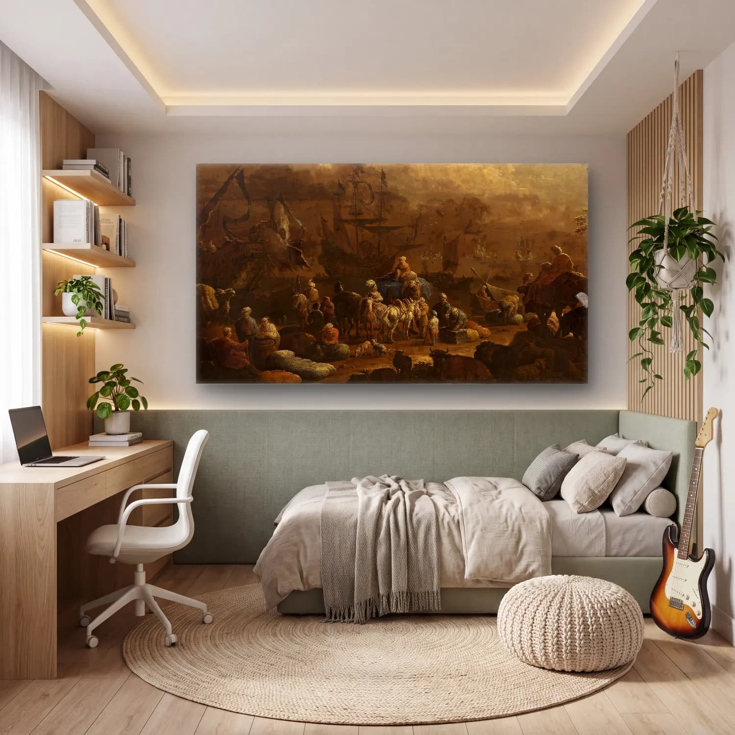 Hendrik van Minderhout – At an Eastern port cam tablo — genç odasında