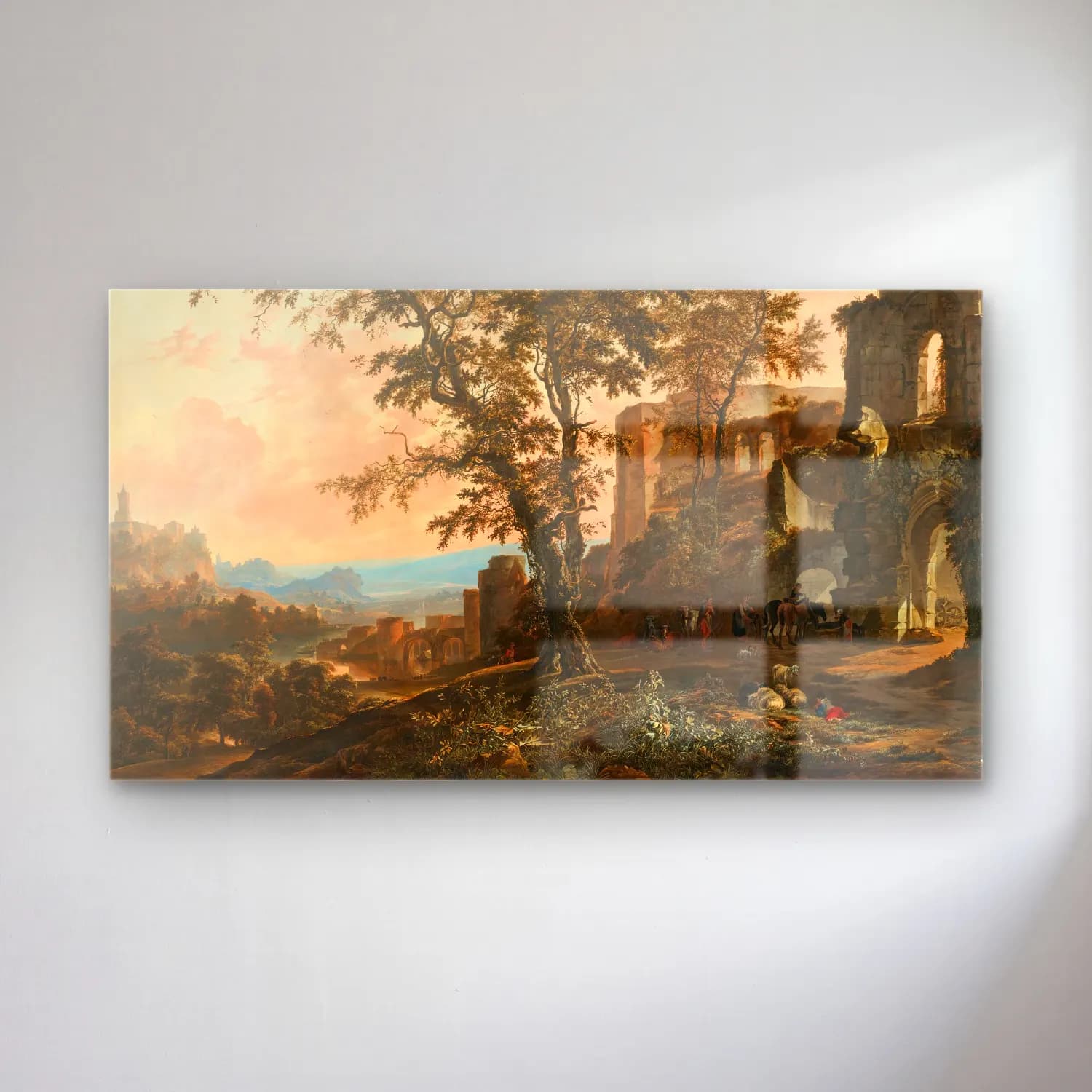 Hendrik van Minderhout – Extensive Rhenish Landscape With Peasants And Animals… cam tablo — Hendrik van Minderhout – Extensive Rhenish Landscape With Peasants And Animals… — yağlı boya antik kalıntılar