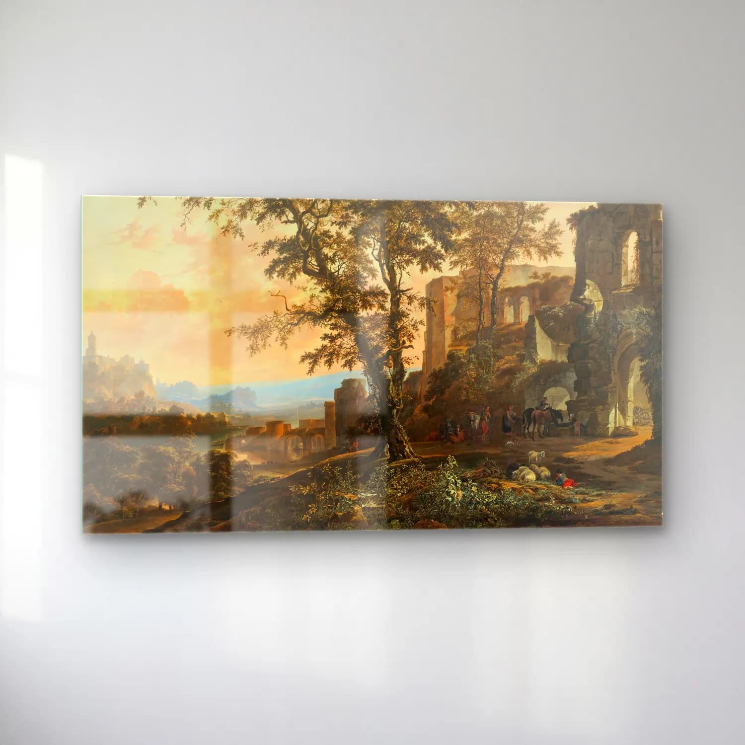 Hendrik van Minderhout – Extensive Rhenish Landscape With Peasants And Animals… cam tablo — sol açıdan görünüm