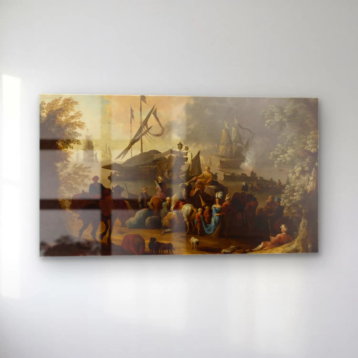 Hendrik van Minderhout – Scene in an Eastern port cam tablo — sol açıdan görünüm
