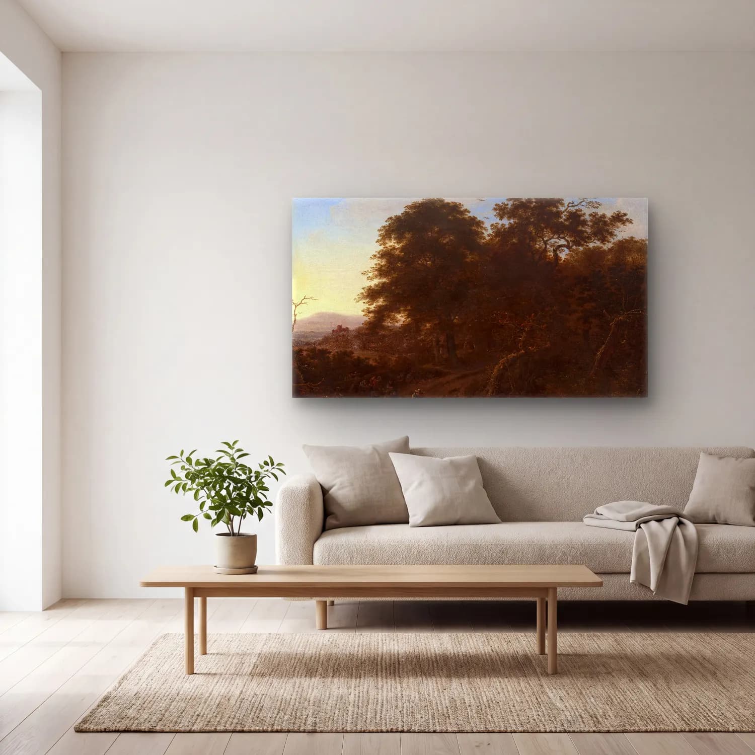 Herman Saftleven – Landscape with travellers cam tablo — açık renk salonda