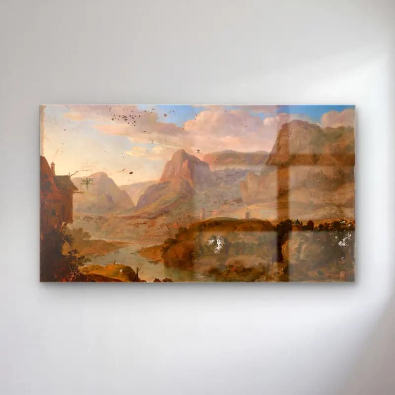 Herman Saftleven – Landscape cam tablo — Herman Saftleven – Landscape — yağlı boya dağ manzarası