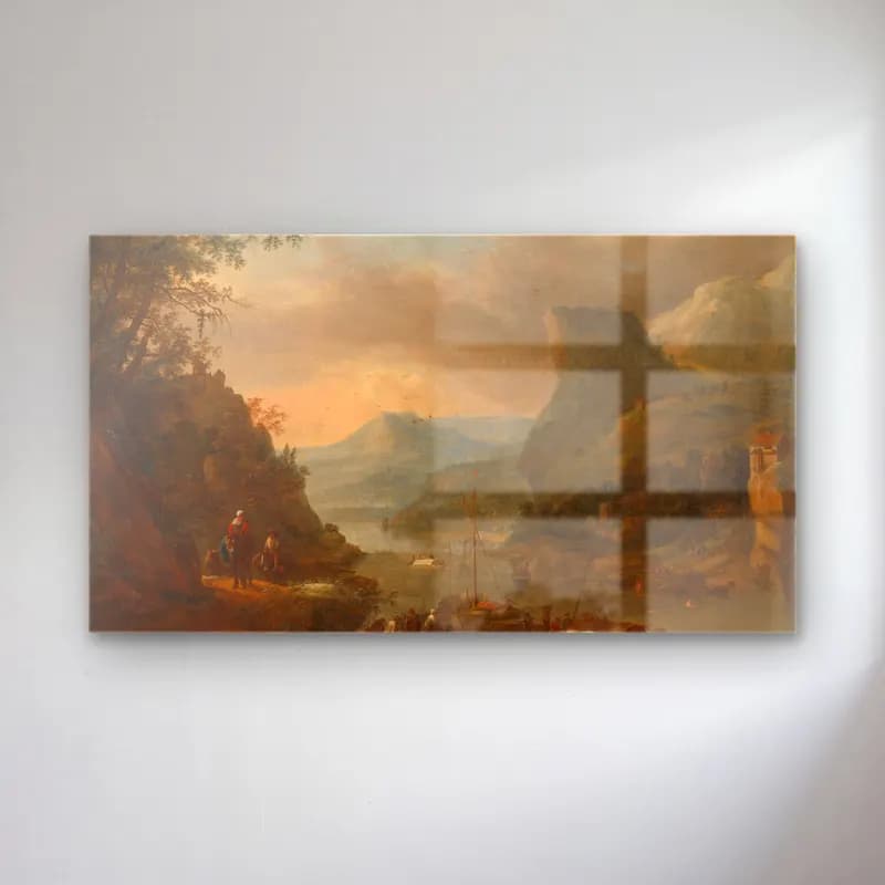 Herman Saftleven – River view in a mountainous region cam tablo — Herman Saftleven – River view in a mountainous region — yağlı boya dağ manzarası