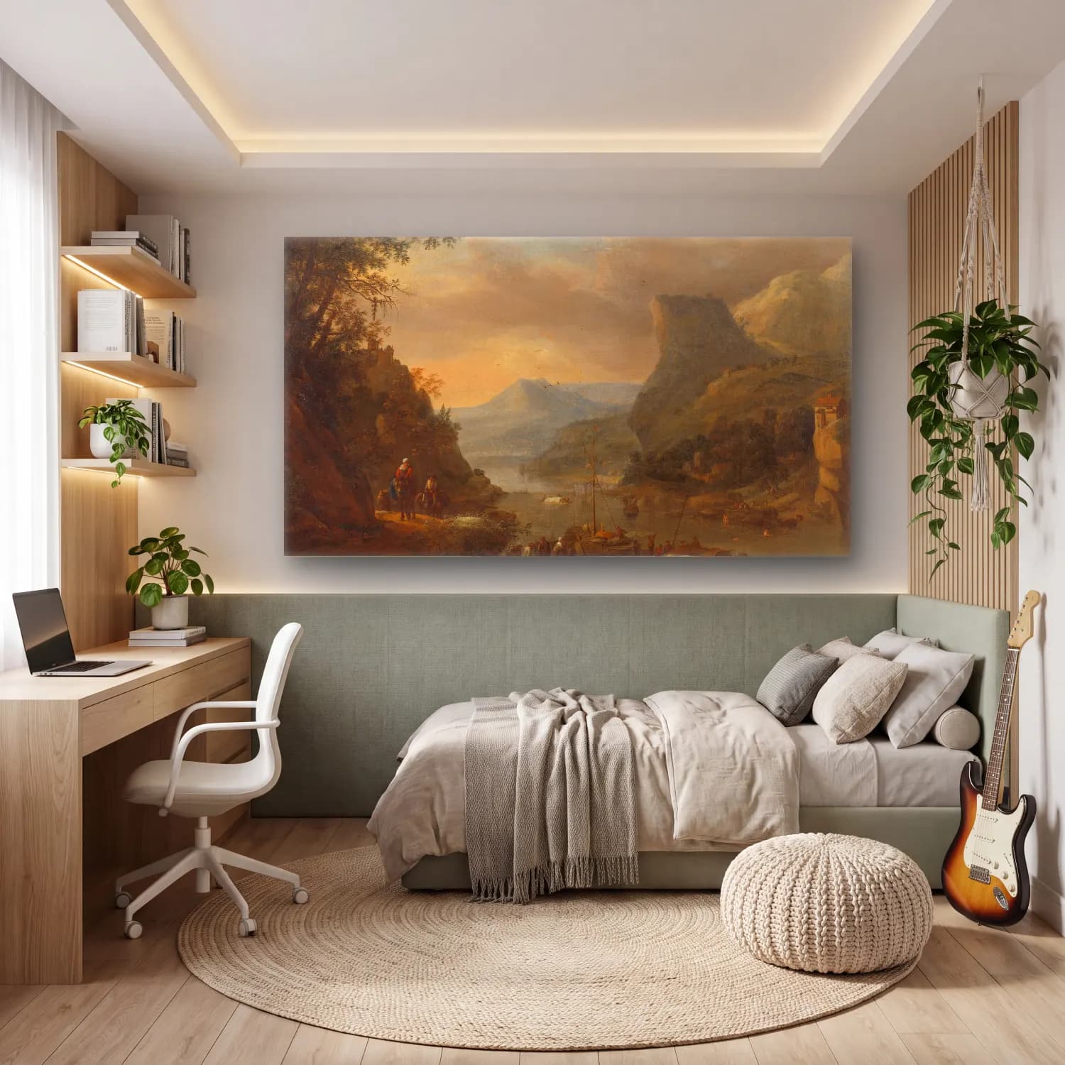Herman Saftleven – River view in a mountainous region cam tablo — genç odasında