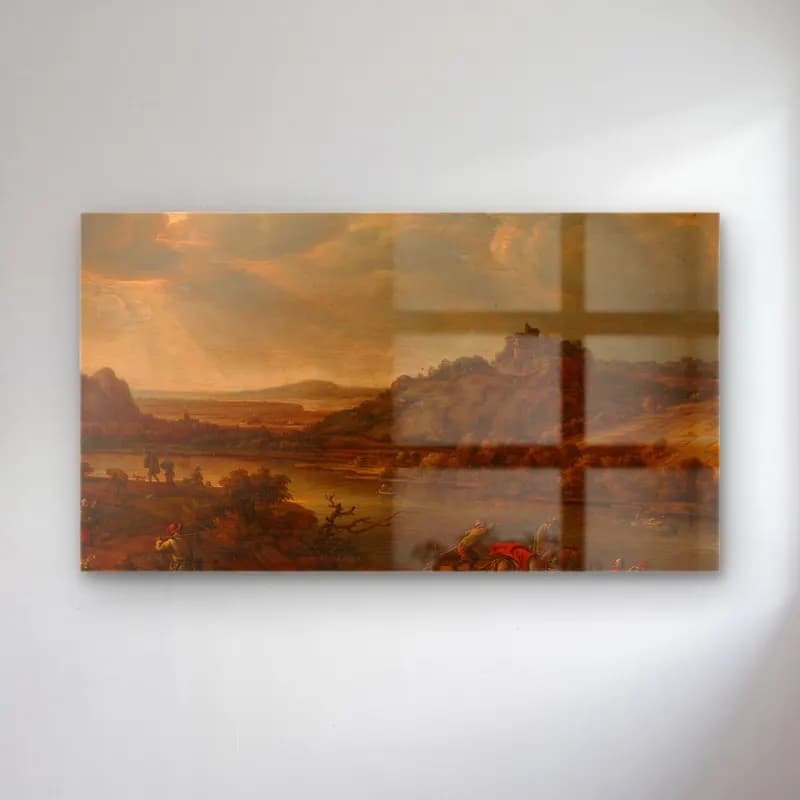 Herman Saftleven – River view with ferry cam tablo — Herman Saftleven – River view with ferry — yağlı boya kırda nehir