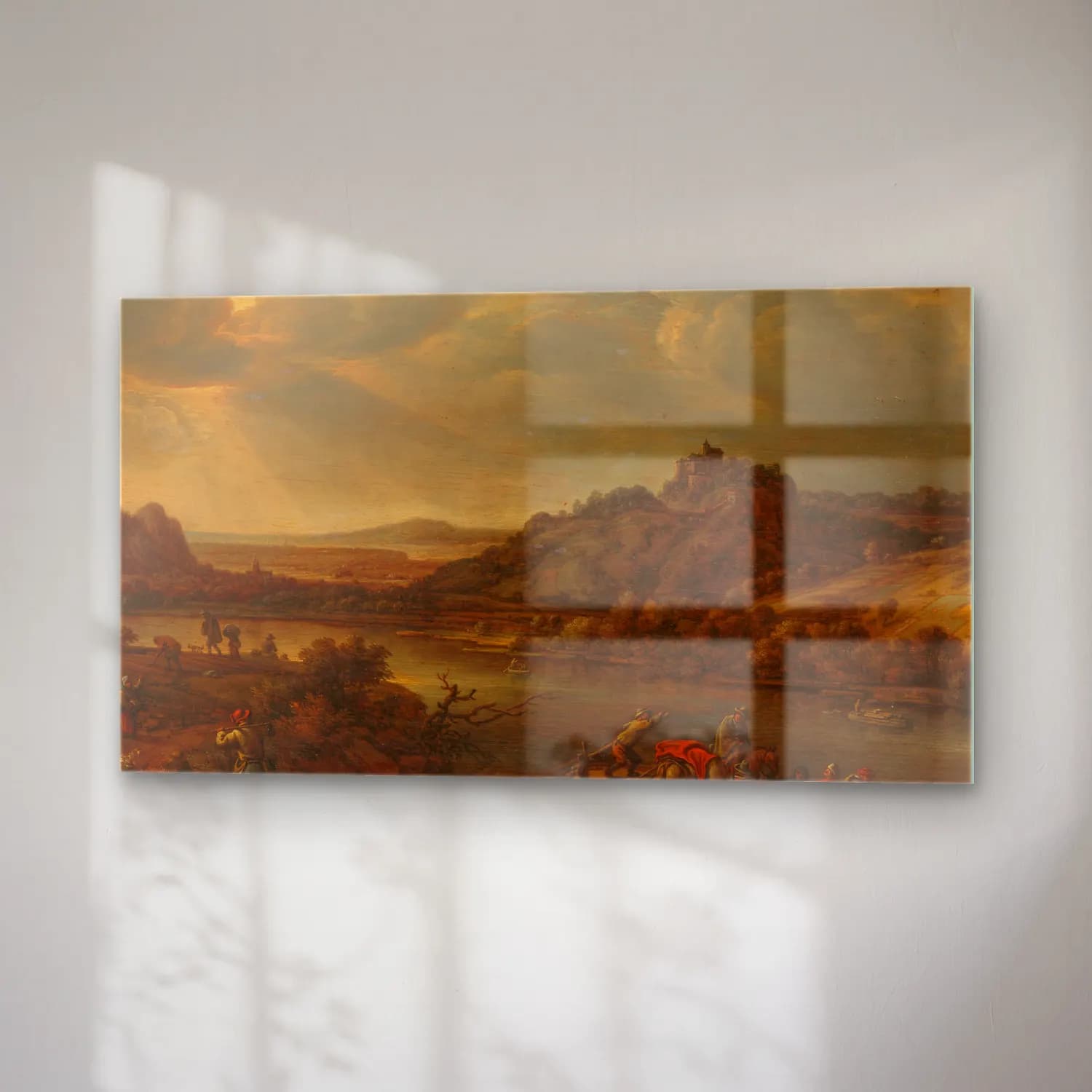 Herman Saftleven – River view with ferry cam tablo — sağ açıdan görünüm