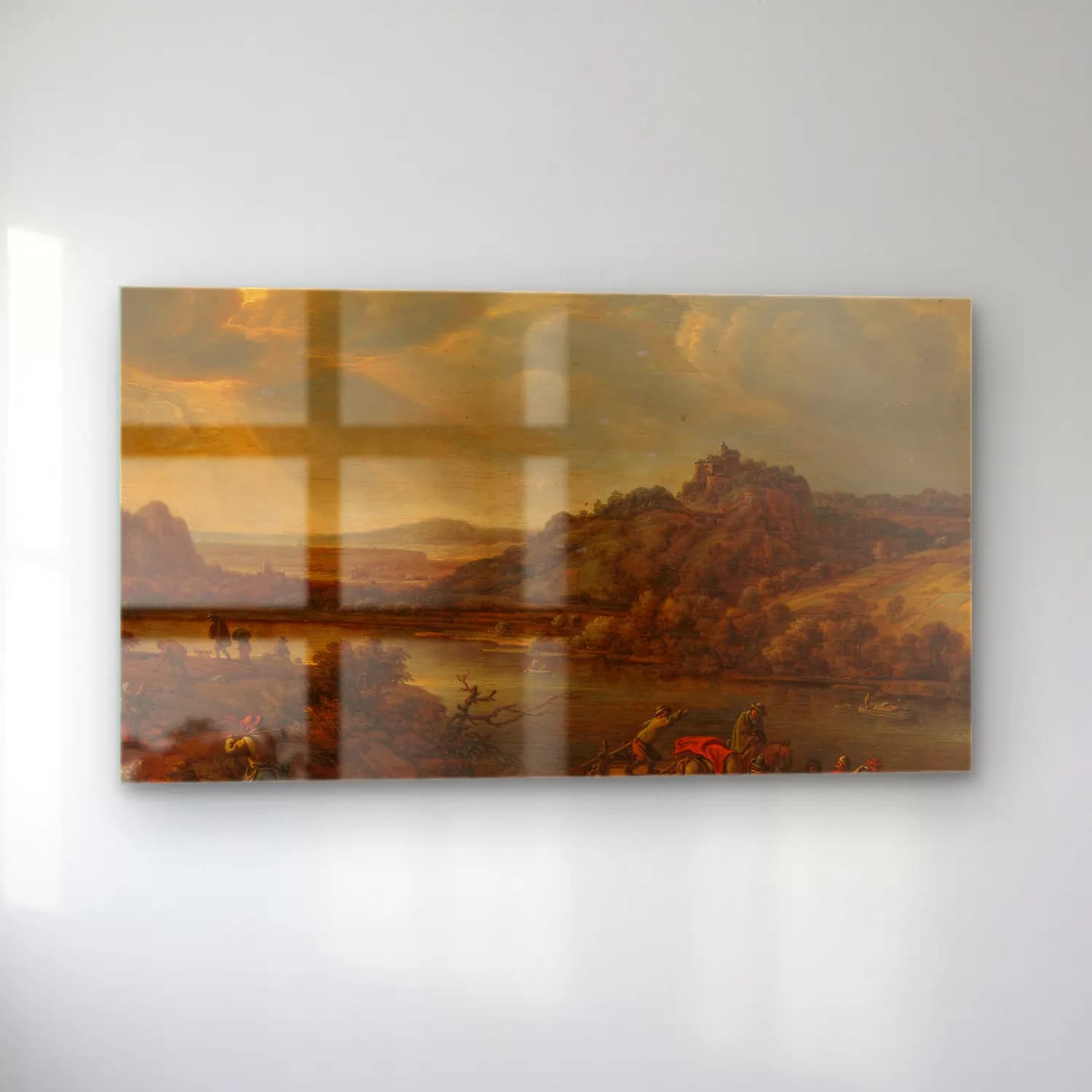 Herman Saftleven – River view with ferry cam tablo — sol açıdan görünüm