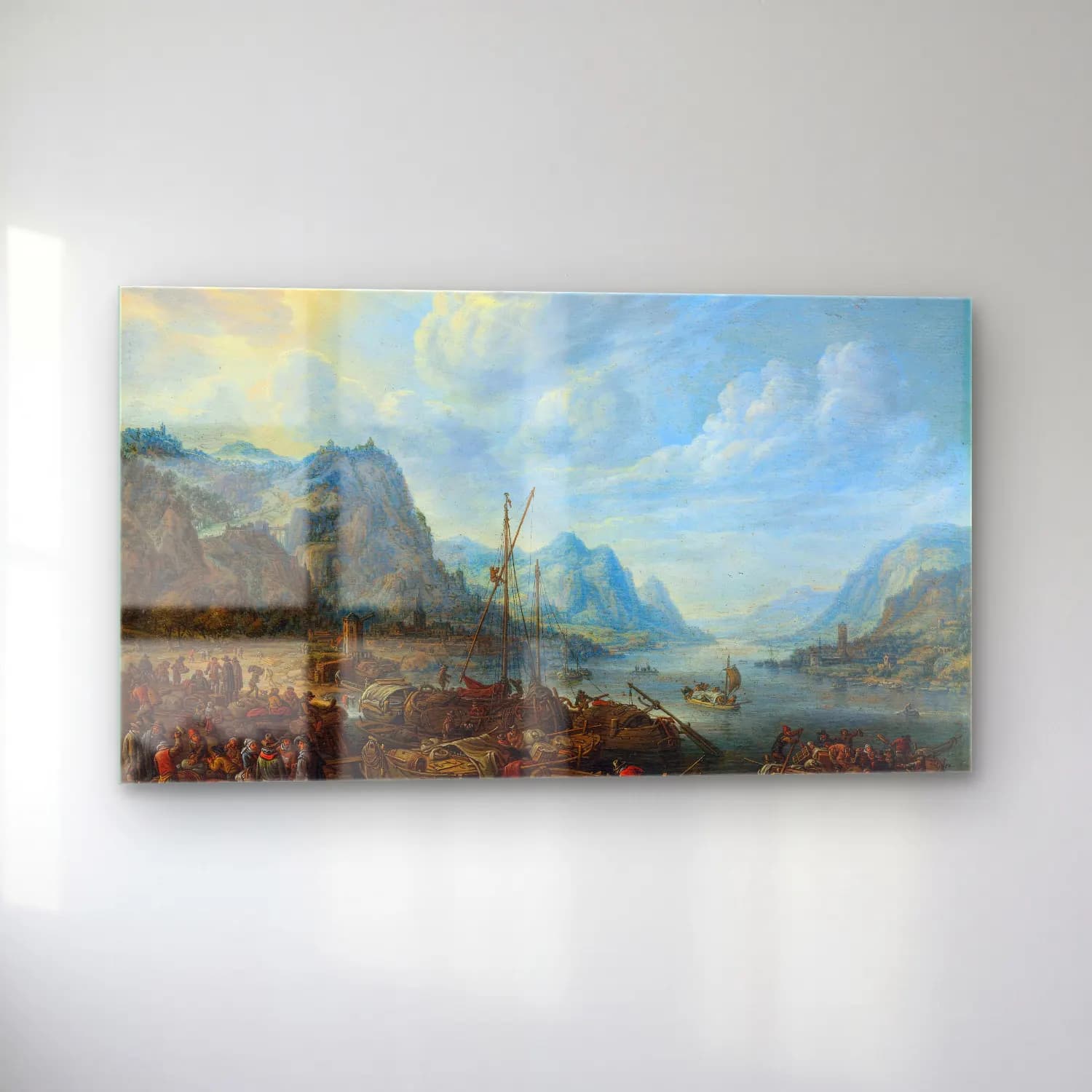 Herman Saftleven – View of a River with Boat Moorings cam tablo — sol açıdan görünüm