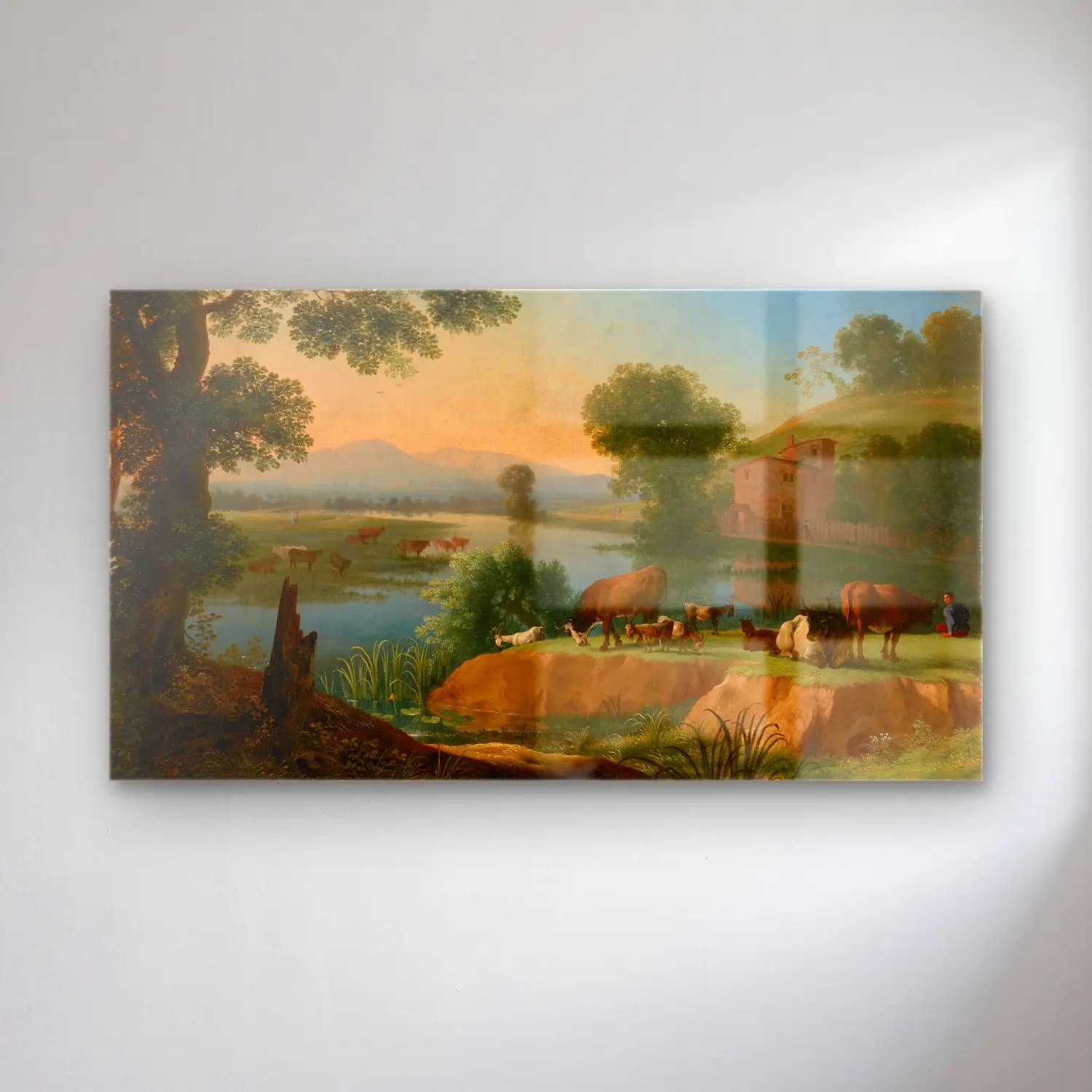 Herman van Swanevelt – A river landscape with goats and cattle, a farmhouse beyond cam tablo — Herman van Swanevelt – A river landscape with goats and cattle, a farmhouse beyond — yağlı boya kırda nehir