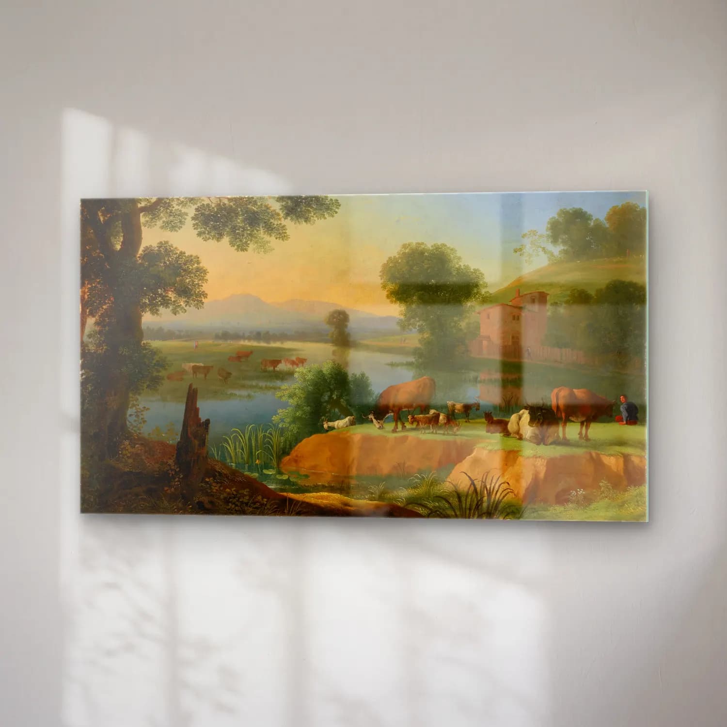 Herman van Swanevelt – A river landscape with goats and cattle, a farmhouse beyond cam tablo — sağ açıdan görünüm