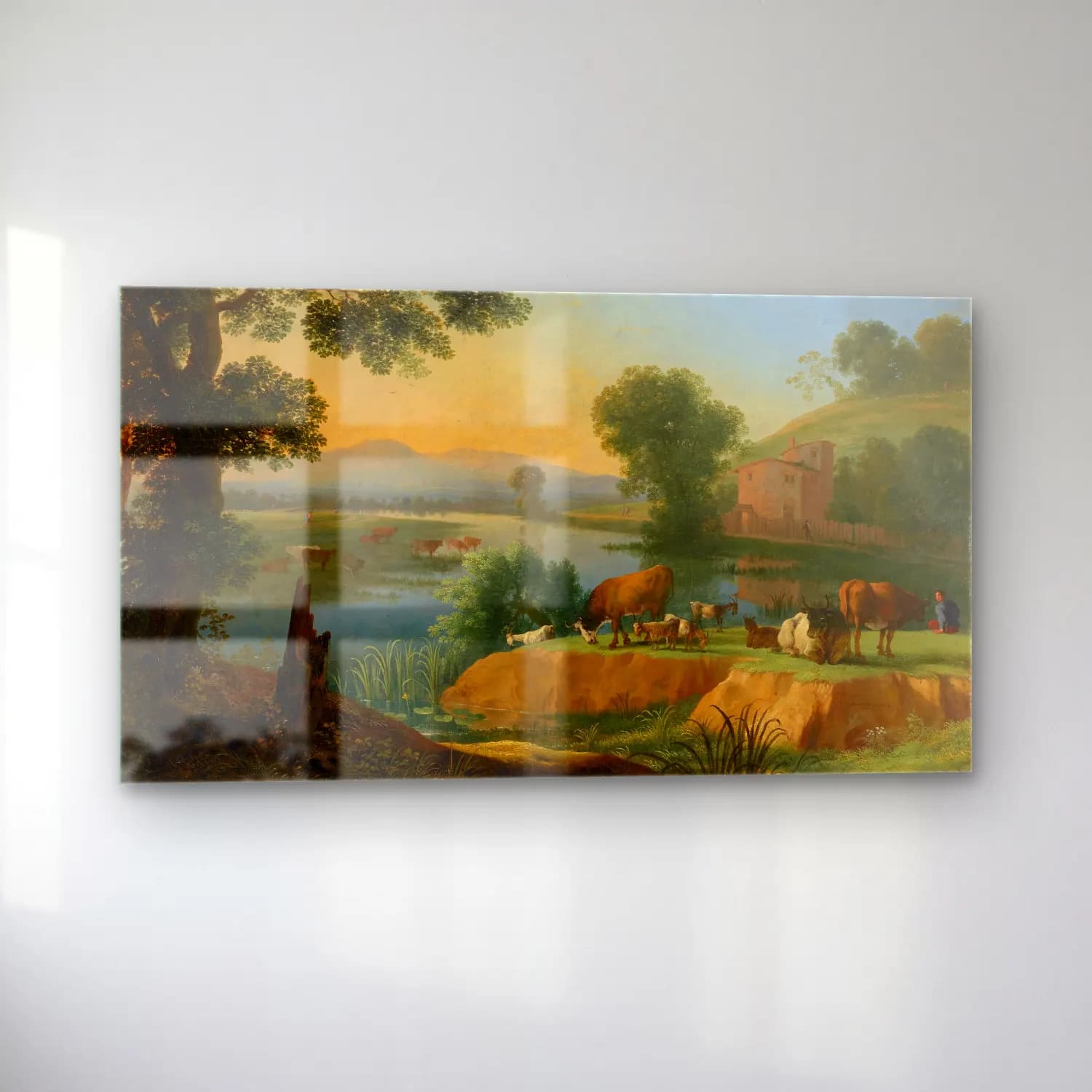 Herman van Swanevelt – A river landscape with goats and cattle, a farmhouse beyond cam tablo — sol açıdan görünüm