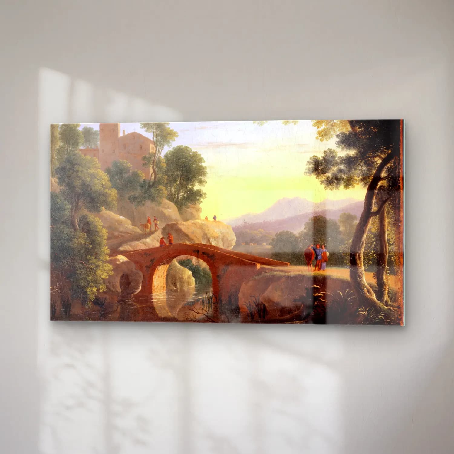 Herman van Swanevelt – Italian Landscape with Bridge cam tablo — sağ açıdan görünüm