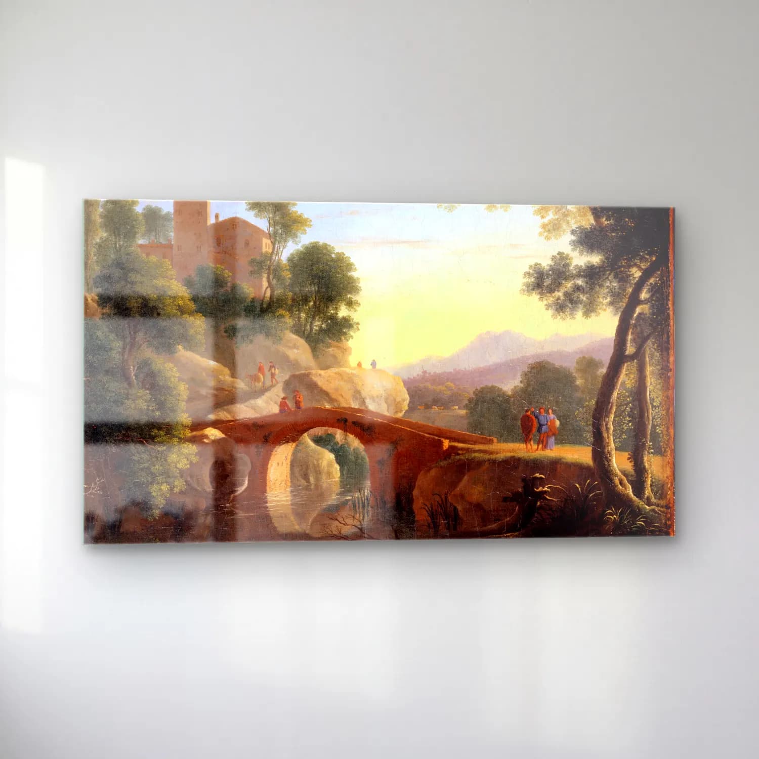 Herman van Swanevelt – Italian Landscape with Bridge cam tablo — sol açıdan görünüm